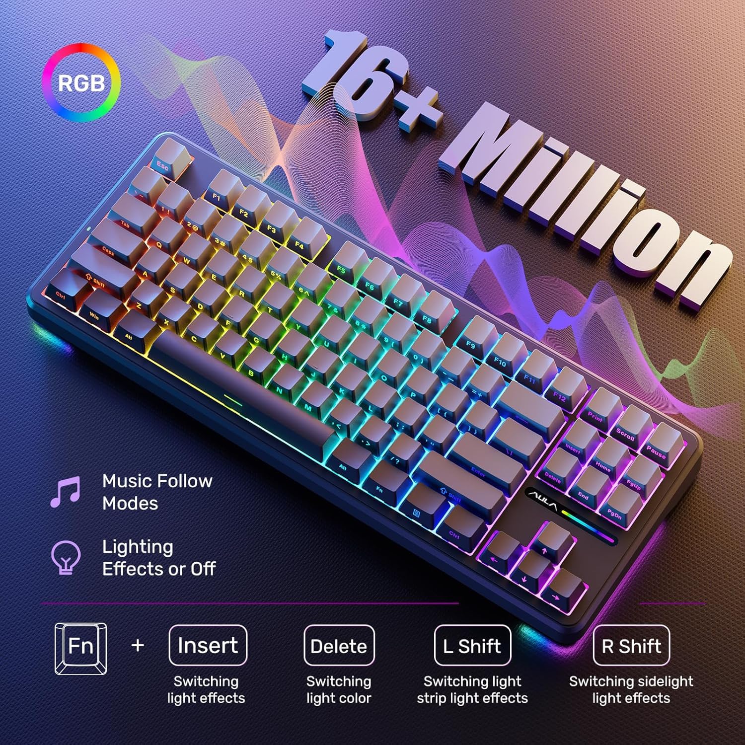 Foto 7 pulgar | Teclado Aula F87 Pro Trimodo Bluetooth/2,4 Ghz/usb-c Rgb - Venta Internacional.
