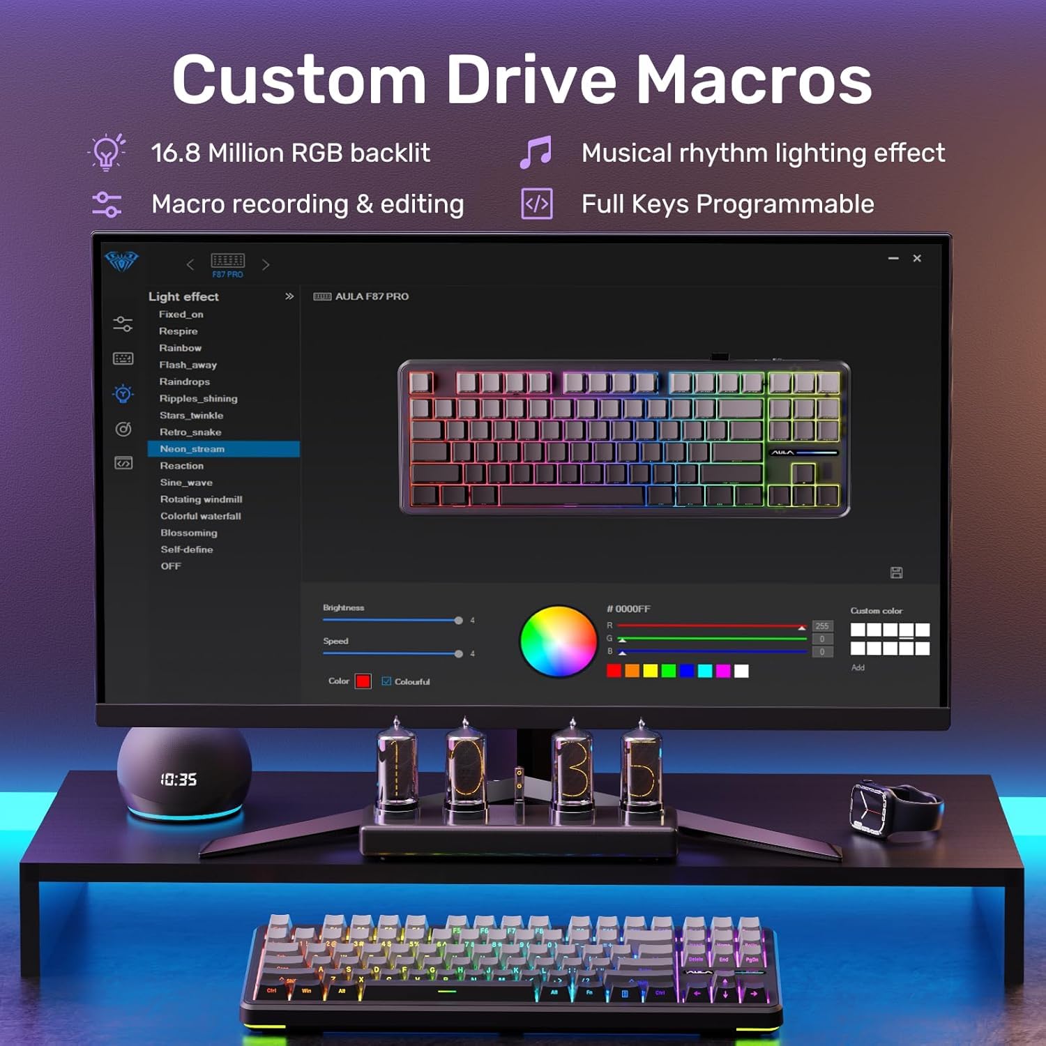 Foto 8 pulgar | Teclado Aula F87 Pro Trimodo Bluetooth/2,4 Ghz/usb-c Rgb - Venta Internacional.