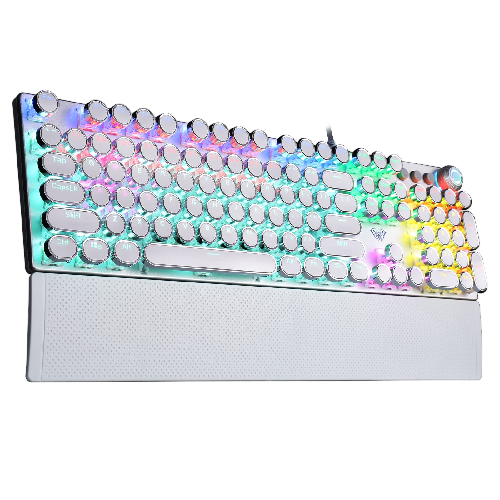 Teclado Para Juegos Aula F2088, Estilo Máquina De Escribir, Con Led Arcoíris - Venta Internacional.