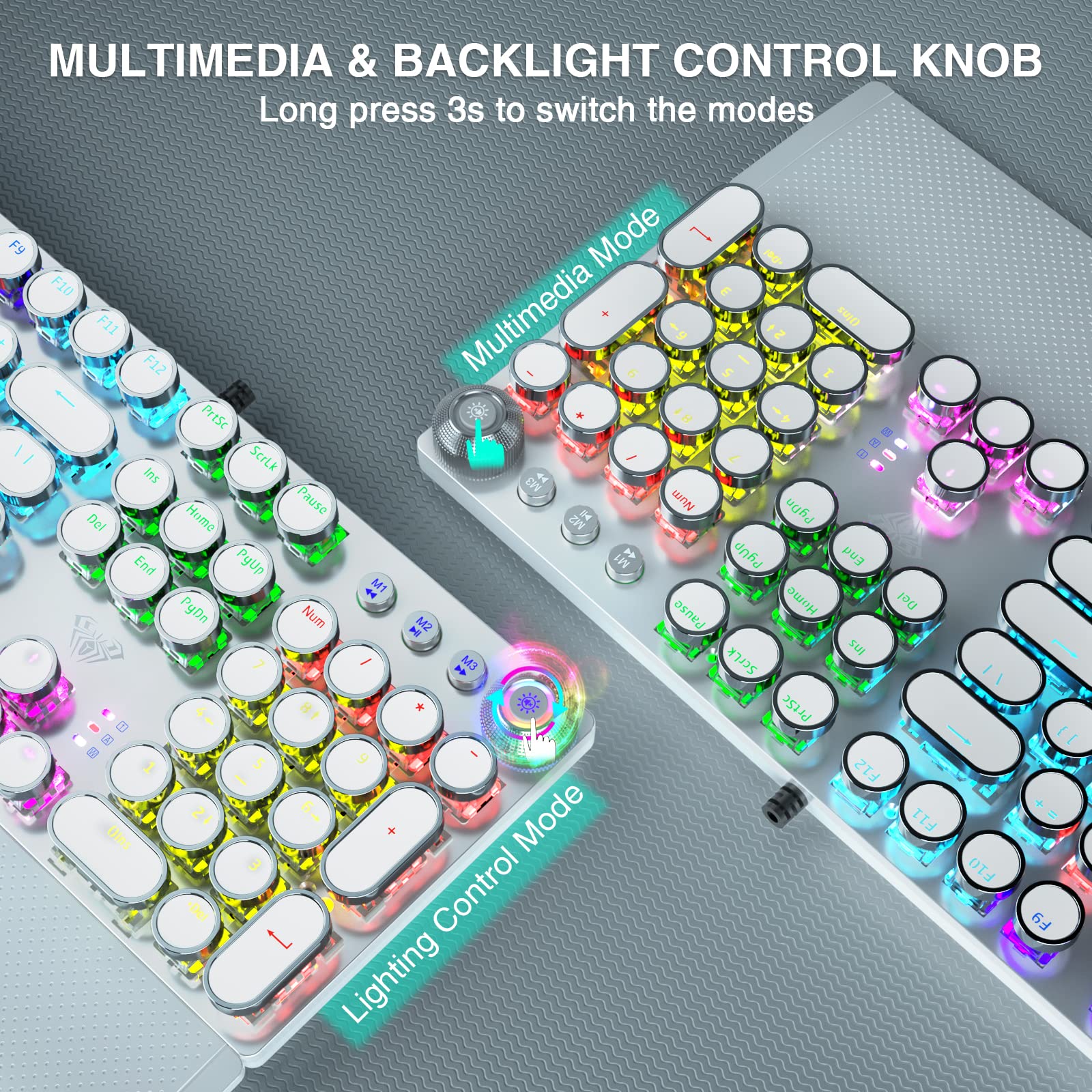 Foto 6 pulgar | Teclado Para Juegos Aula F2088, Estilo Máquina De Escribir, Con Led Arcoíris - Venta Internacional.