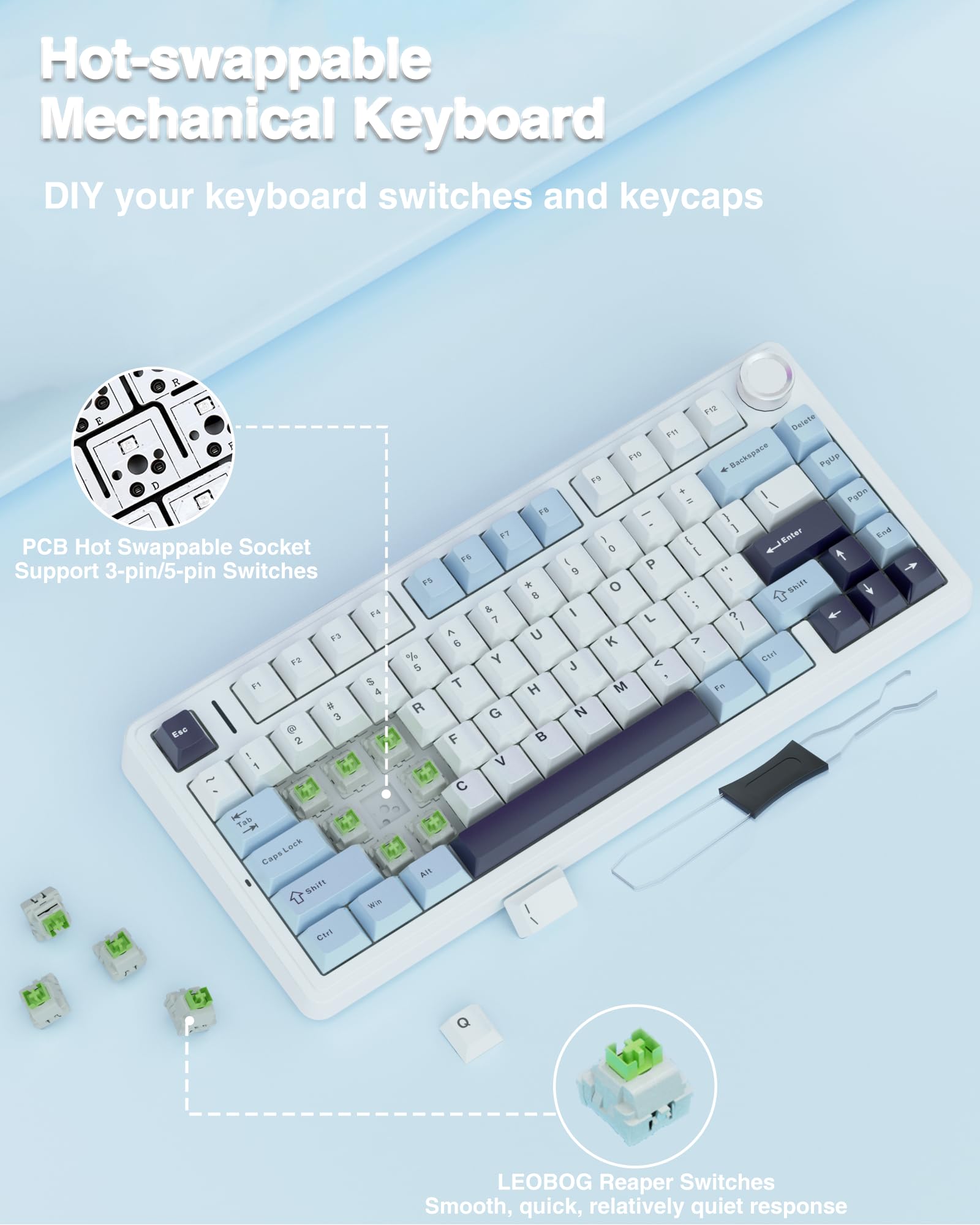 Foto 5 | Teclado Mecánico Inalámbrico Aula F75 75% Con Retroiluminación Rgb - Venta Internacional.