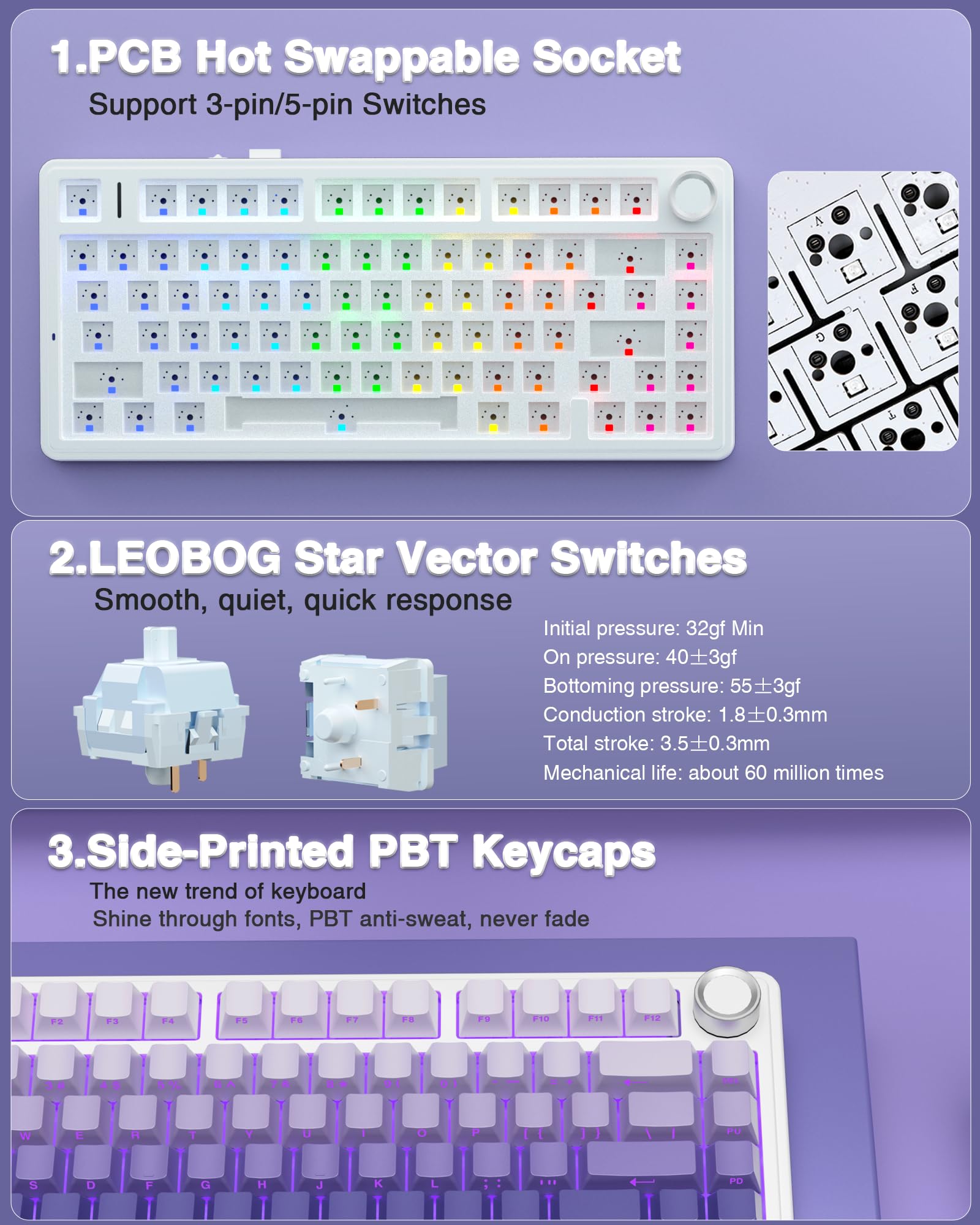 Foto 6 pulgar | Teclado Mecánico Inalámbrico Aula F75 Pro Con 75% De Retroiluminación Rgb - Venta Internacional.
