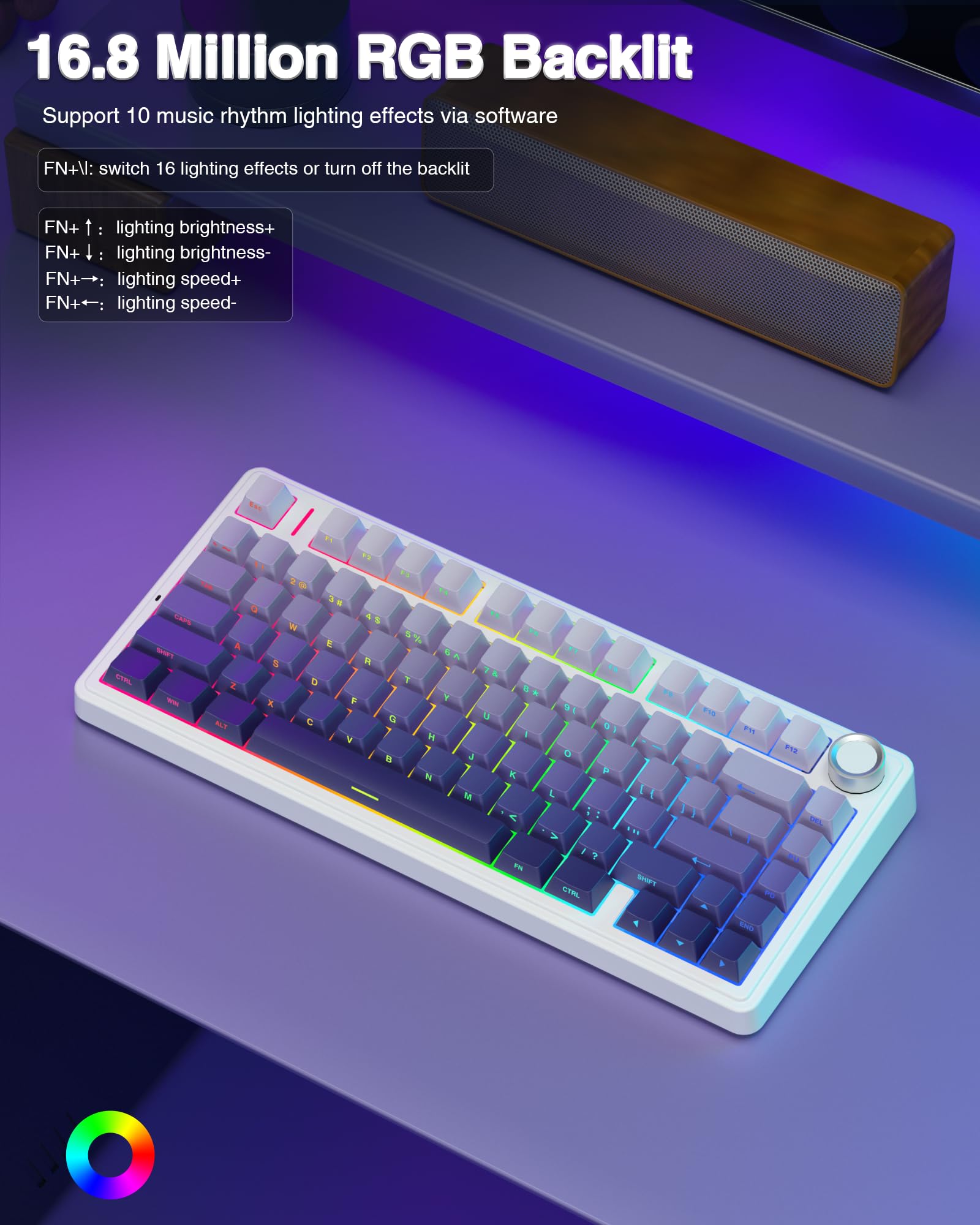 Foto 7 pulgar | Teclado Mecánico Inalámbrico Aula F75 Pro Con 75% De Retroiluminación Rgb - Venta Internacional.
