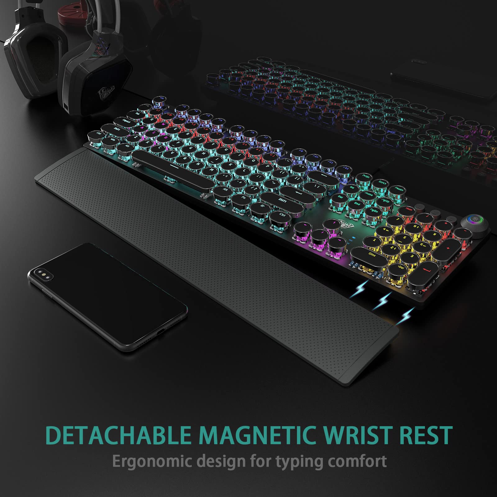 Foto 4 | Teclado Para Juegos Aula F2088, Estilo Máquina De Escribir, Interruptores Azules - Venta Internacional.