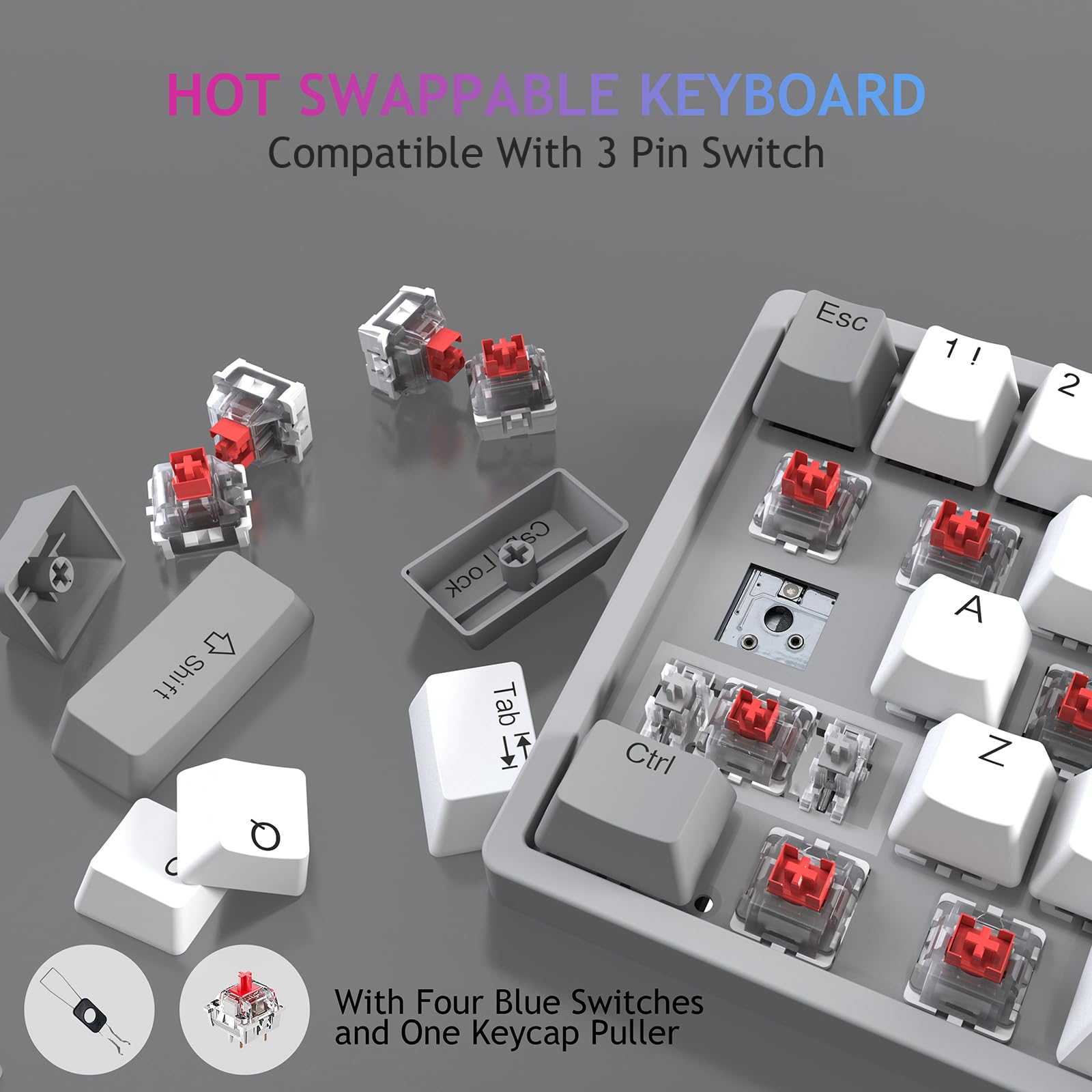 Foto 5 pulgar | Teclado Mecánico Para Juegos Aula 60% Con Cable, Retroiluminado Rgb, Rojo - Venta Internacional.