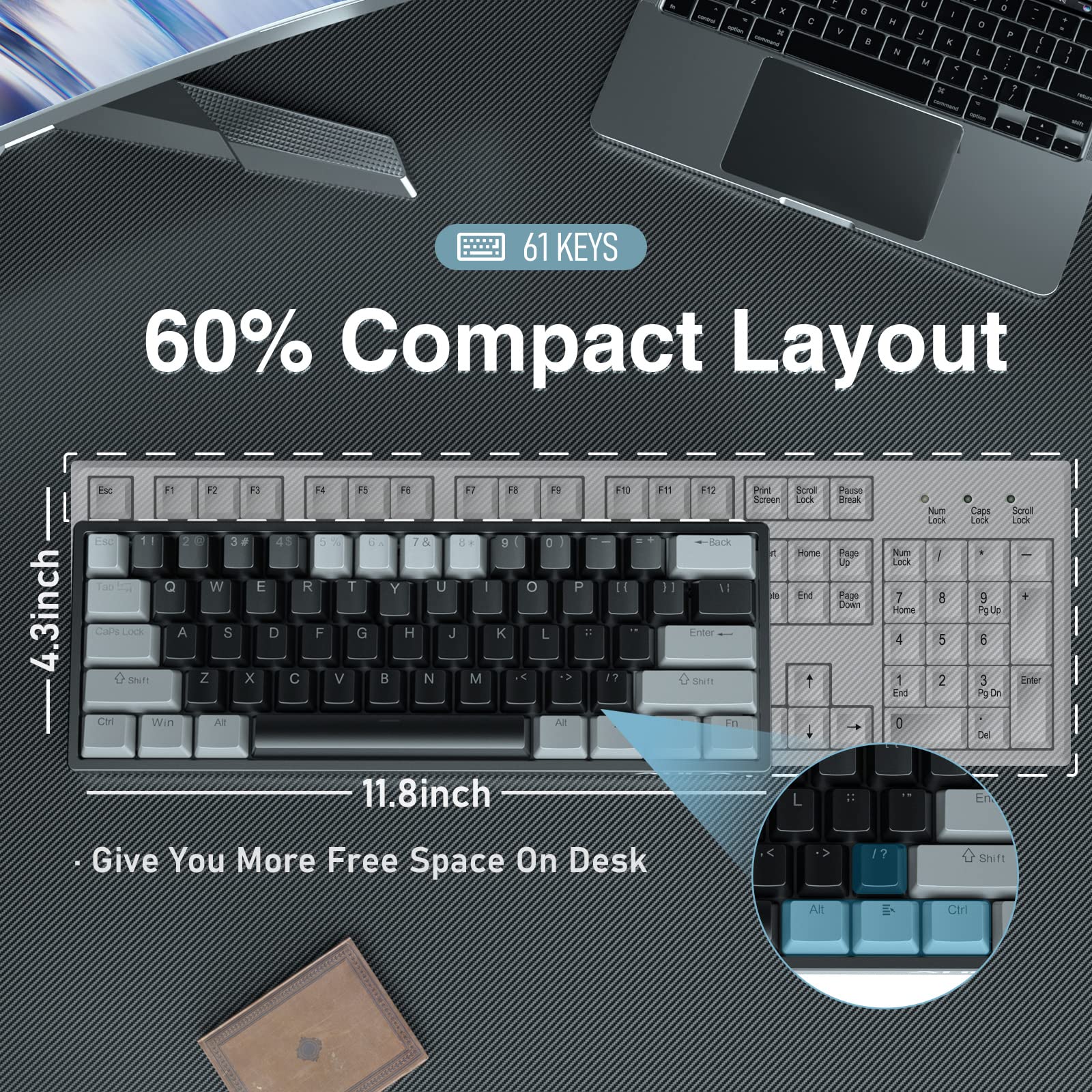 Foto 6 pulgar | Teclado Mecánico Para Juegos Aula 60% Con Cable Y Retroiluminación Rgb - Venta Internacional.