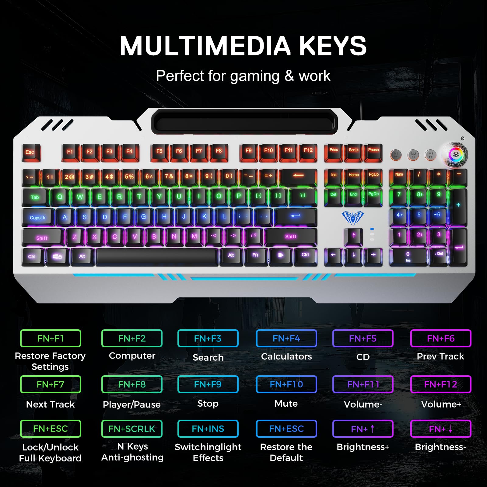 Foto 7 | Teclado Mecánico Aula T102m, 104 Teclas, Intercambiables En Caliente, Rojo - Venta Internacional.