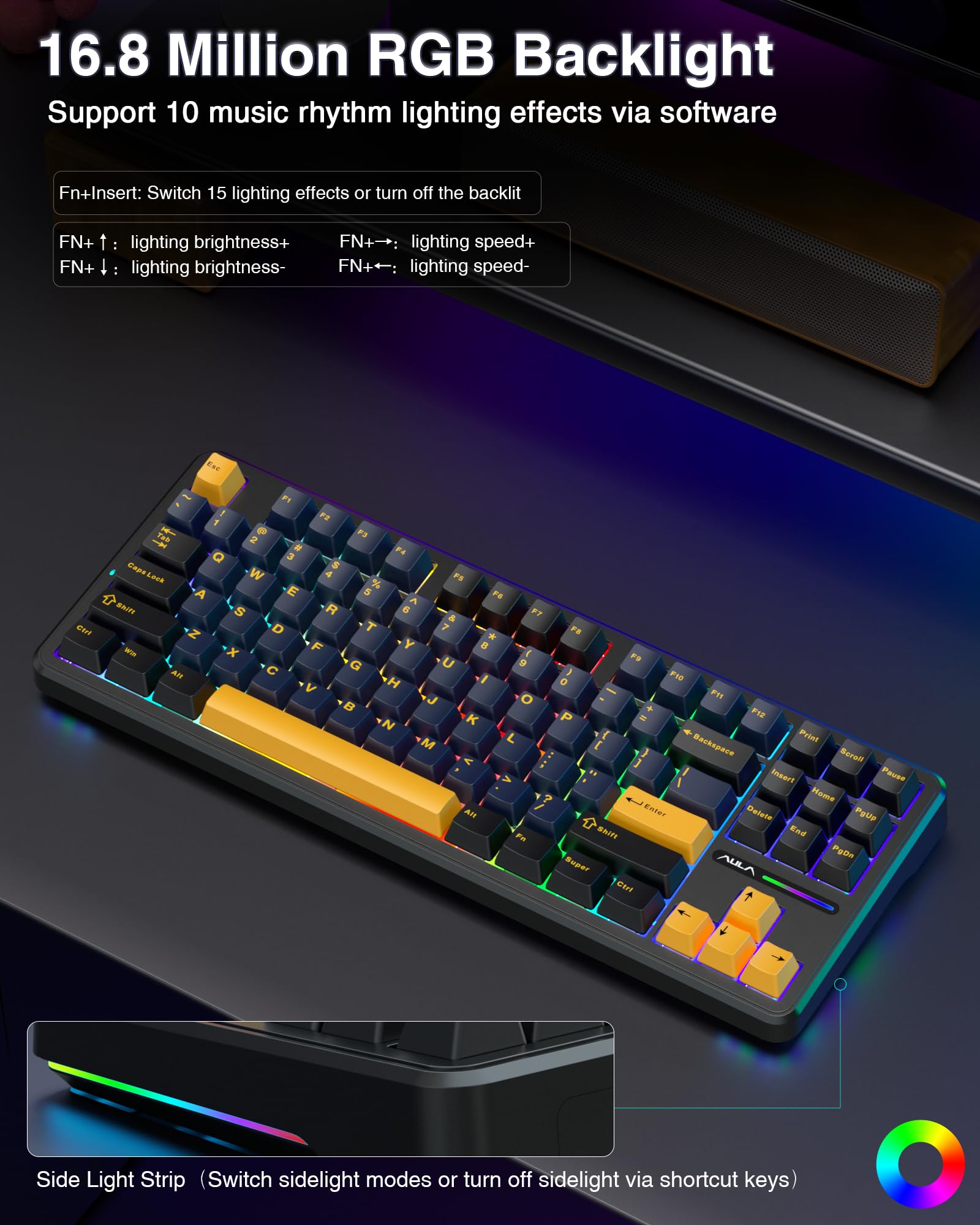 Foto 7 pulgar | Teclado Mecánico Inalámbrico Aula F87 75% Tkl Rgb Retroiluminado - Venta Internacional.