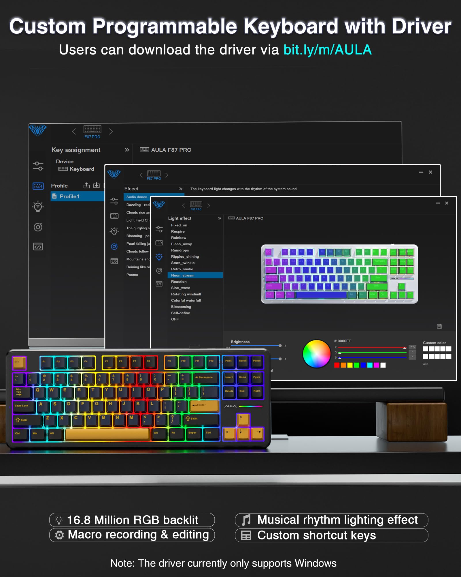 Foto 8 pulgar | Teclado Mecánico Inalámbrico Aula F87 75% Tkl Rgb Retroiluminado - Venta Internacional.