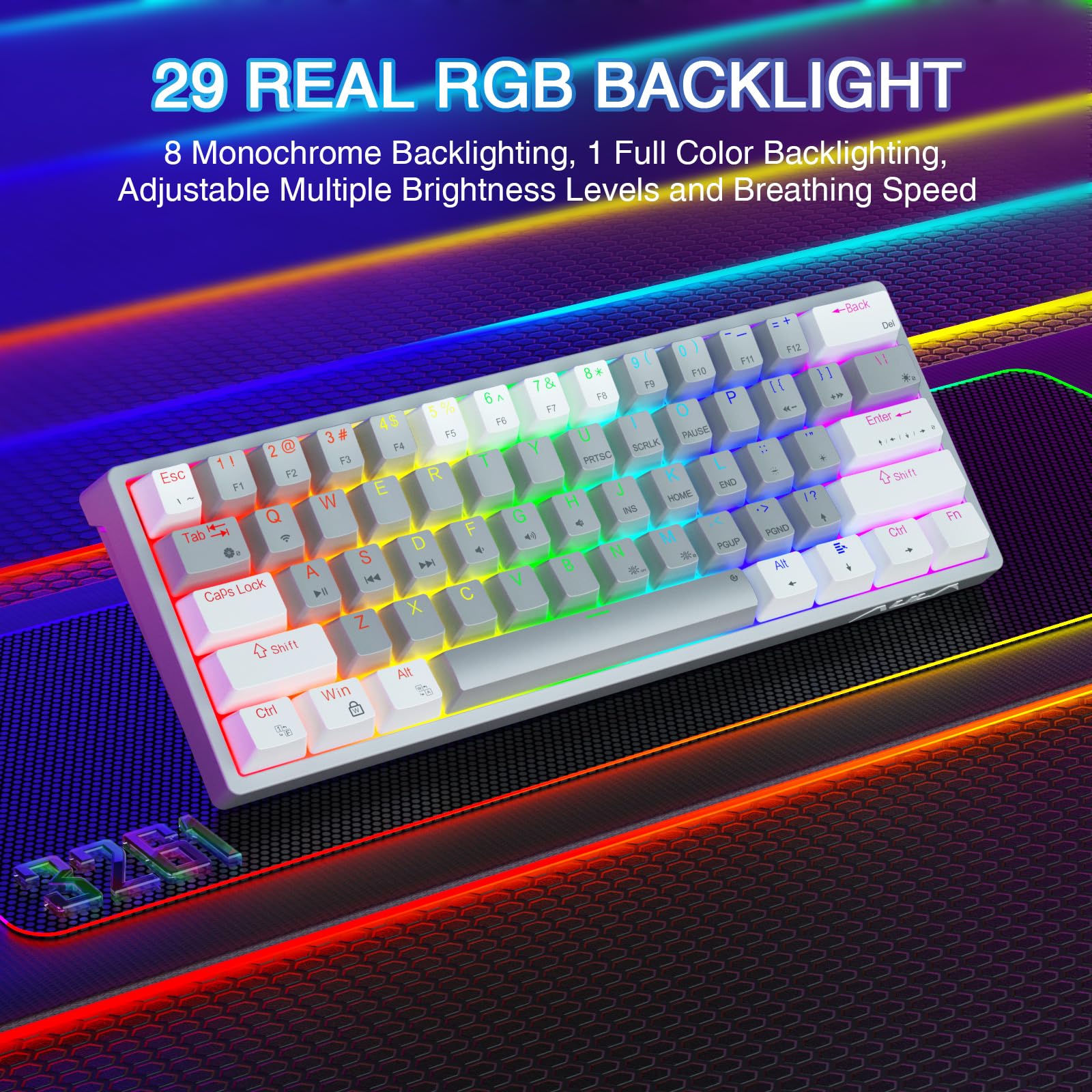Foto 5 pulgar | Teclado Para Juegos Aula 60 Por Ciento Cableado Mecánico Rgb Azul - Venta Internacional.