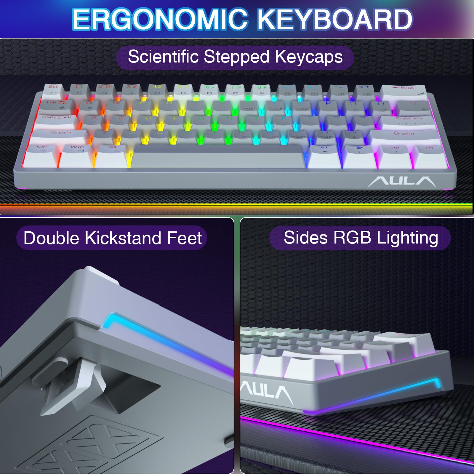 Foto 8 pulgar | Teclado Para Juegos Aula 60 Por Ciento Cableado Mecánico Rgb Azul - Venta Internacional.