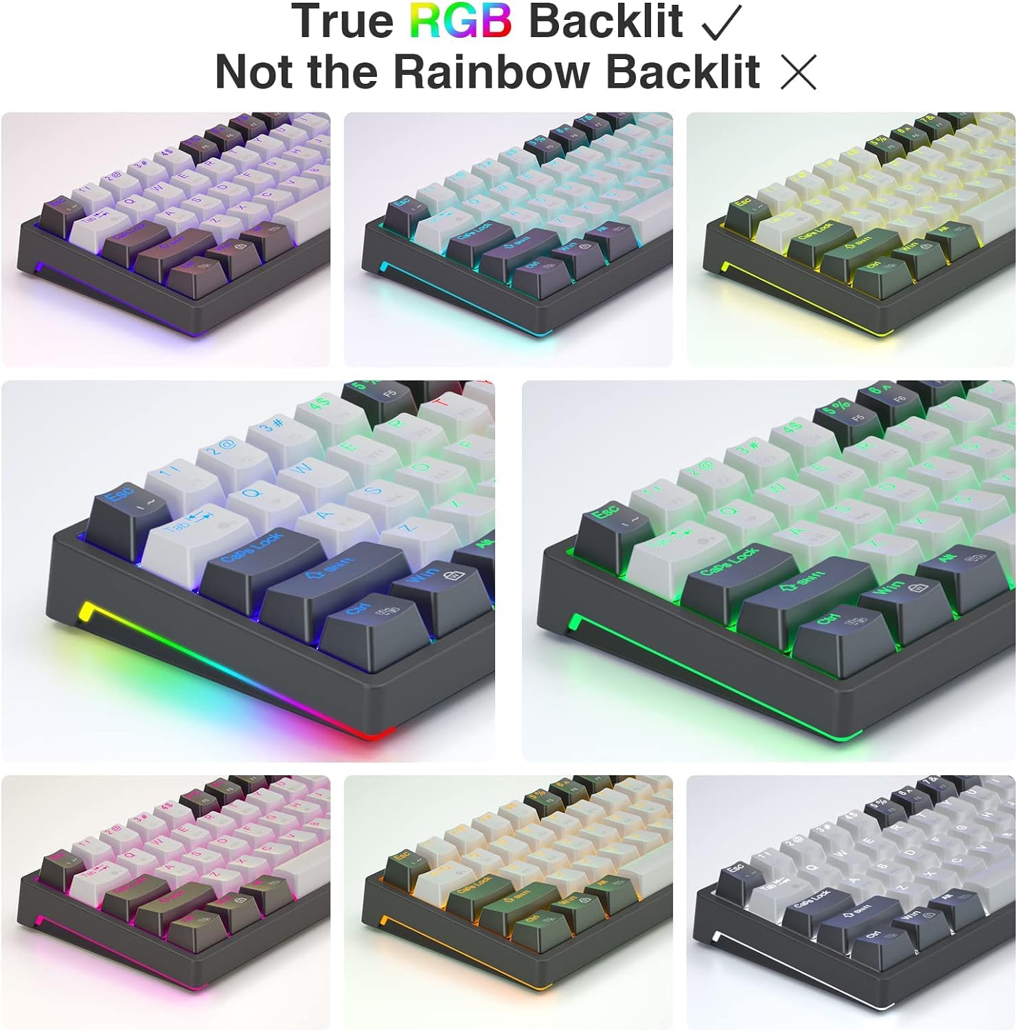 Foto 5 pulgar | Teclado Mecánico Para Juegos Aula 60% Con Cable Con Retroiluminación Rgb - Venta Internacional.