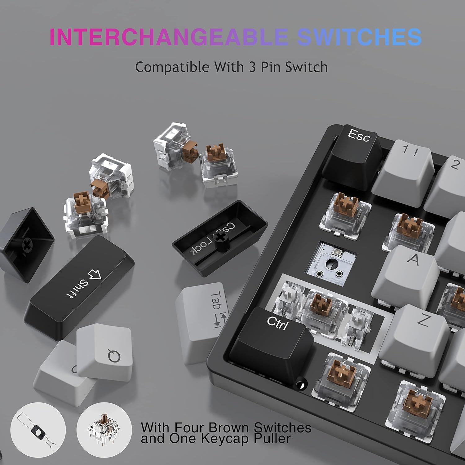 Foto 7 pulgar | Teclado Mecánico Para Juegos Aula 60% Con Cable Con Retroiluminación Rgb - Venta Internacional.