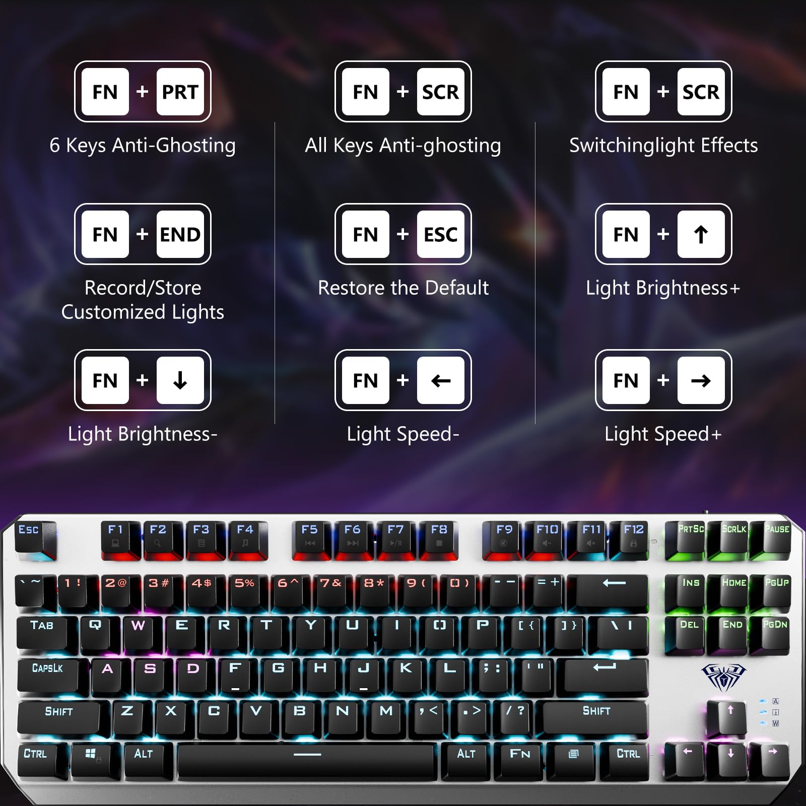 Foto 8 pulgar | Teclado Aula Tkl Mechanical Gaming Rgb Retroiluminado 87 Teclas - Venta Internacional.