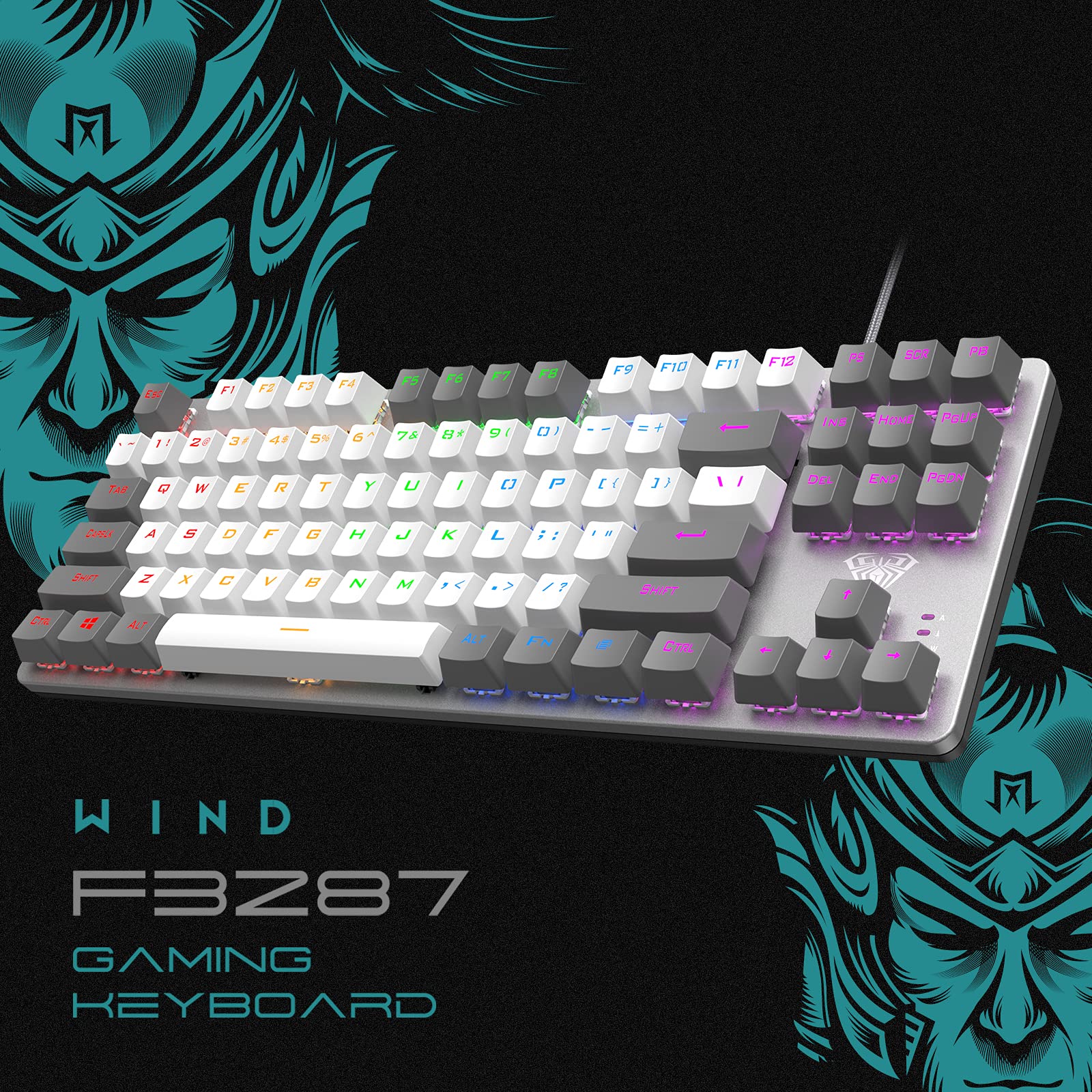 Foto 3 pulgar | Teclado Mecánico Para Juegos Aula F3287 Con Cable Tkl Rainbow - Venta Internacional.