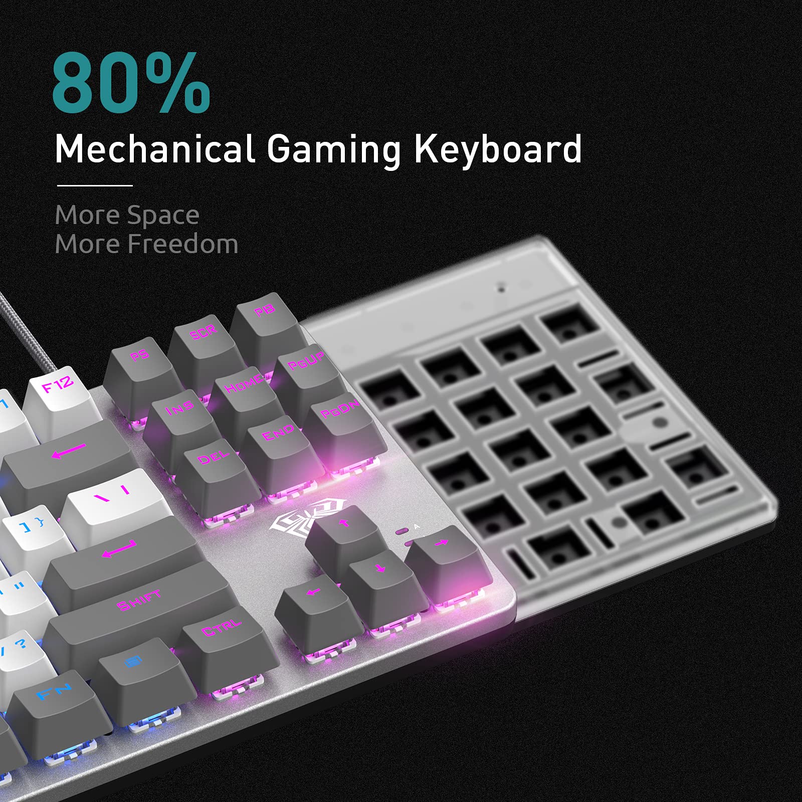 Foto 5 pulgar | Teclado Mecánico Para Juegos Aula F3287 Con Cable Tkl Rainbow - Venta Internacional.