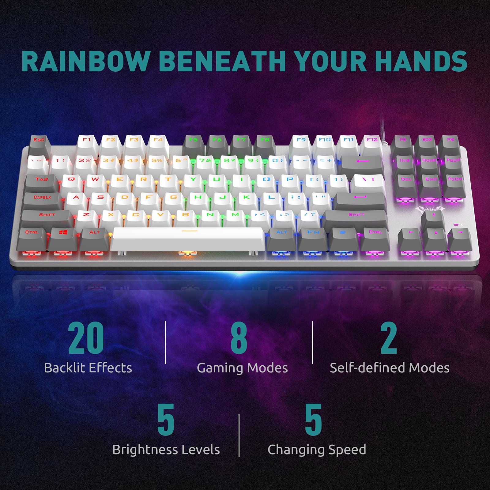 Foto 7 pulgar | Teclado Mecánico Para Juegos Aula F3287 Con Cable Tkl Rainbow - Venta Internacional.