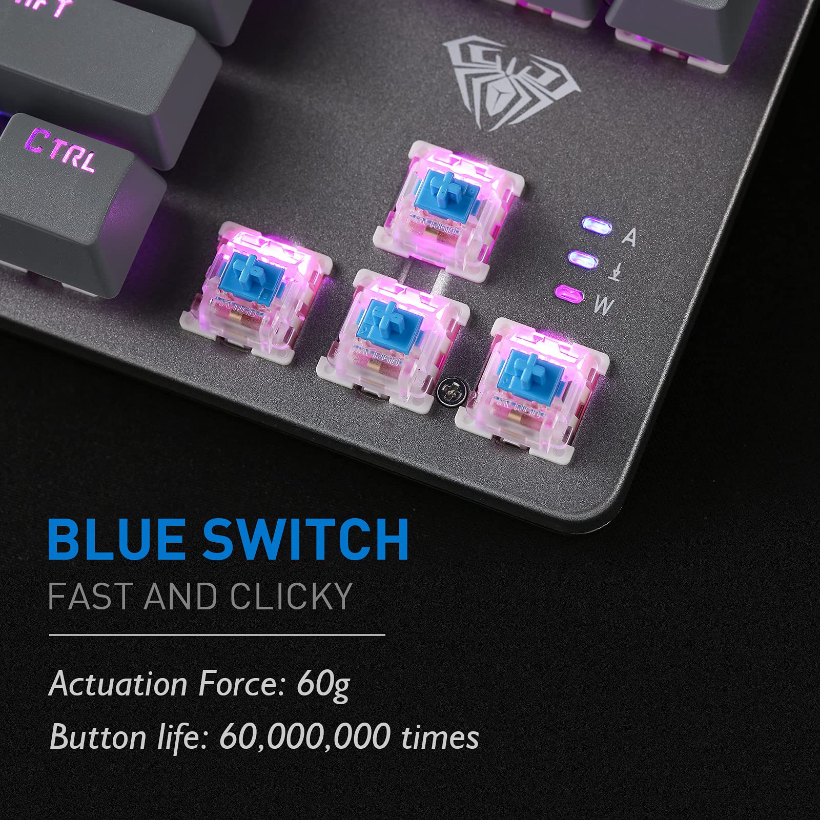 Foto 8 pulgar | Teclado Mecánico Para Juegos Aula F3287 Con Cable Tkl Rainbow - Venta Internacional.
