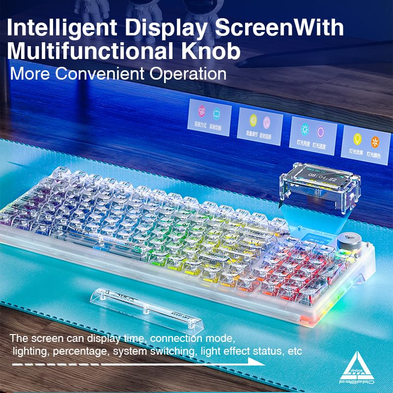 Foto 4 pulgar | Teclado Mecánico Inalámbrico Aula F98 Pro Con Teclas Transparentes - Venta Internacional.