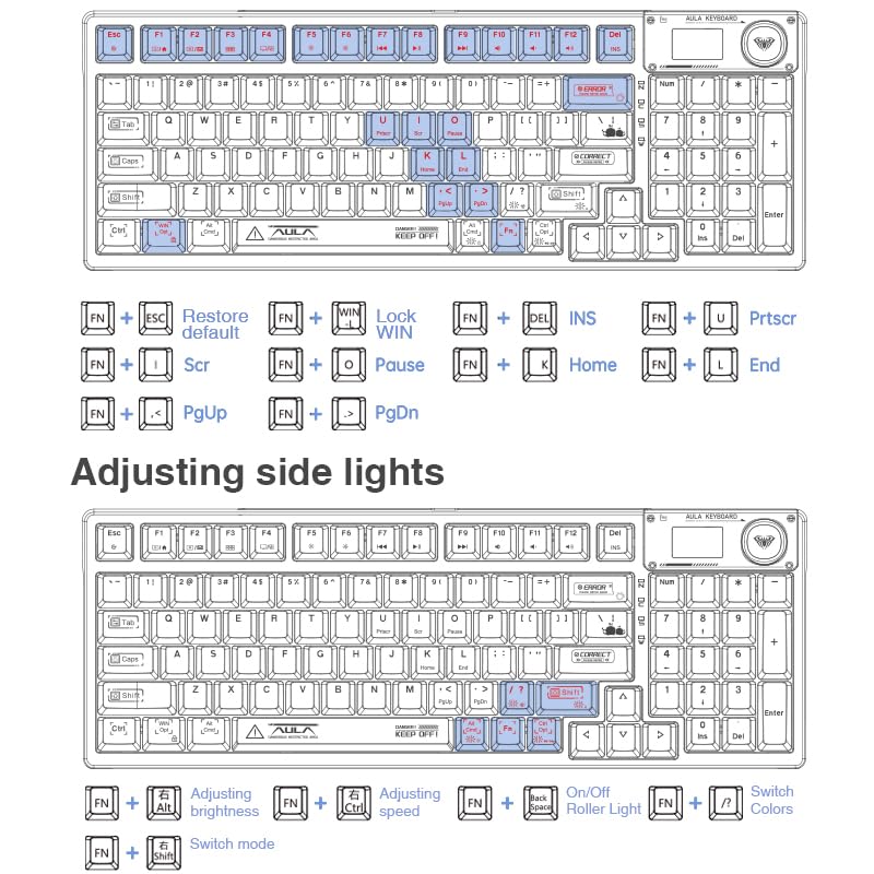 Foto 8 pulgar | Teclado Mecánico Inalámbrico Aula F98 Pro Con Teclas Transparentes - Venta Internacional.