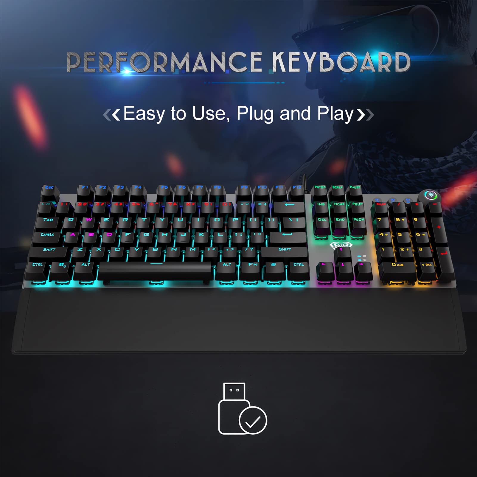 Foto 8 pulgar | Teclado Mecánico Para Juegos Aula F2088 Blue Switches Rgb - Venta Internacional.