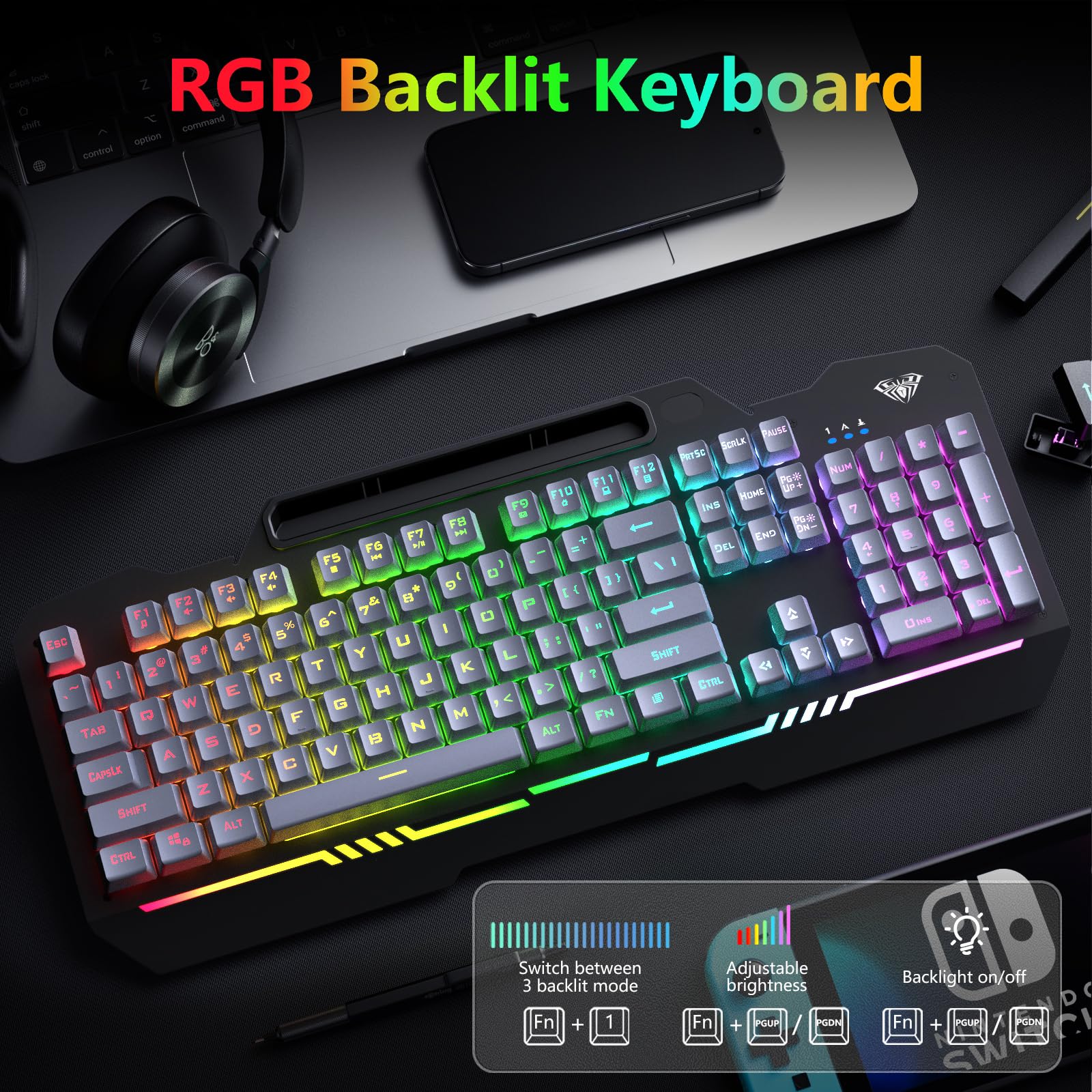 Foto 3 pulgar | Combo De Teclado Y Ratón Aula Gaming De 104 Teclas Con Retroiluminación Rgb - Venta Internacional.