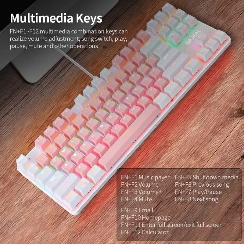 Foto 6 pulgar | Teclado Mecánico Genérico De 87 Teclas Con Cable - Venta Internacional.