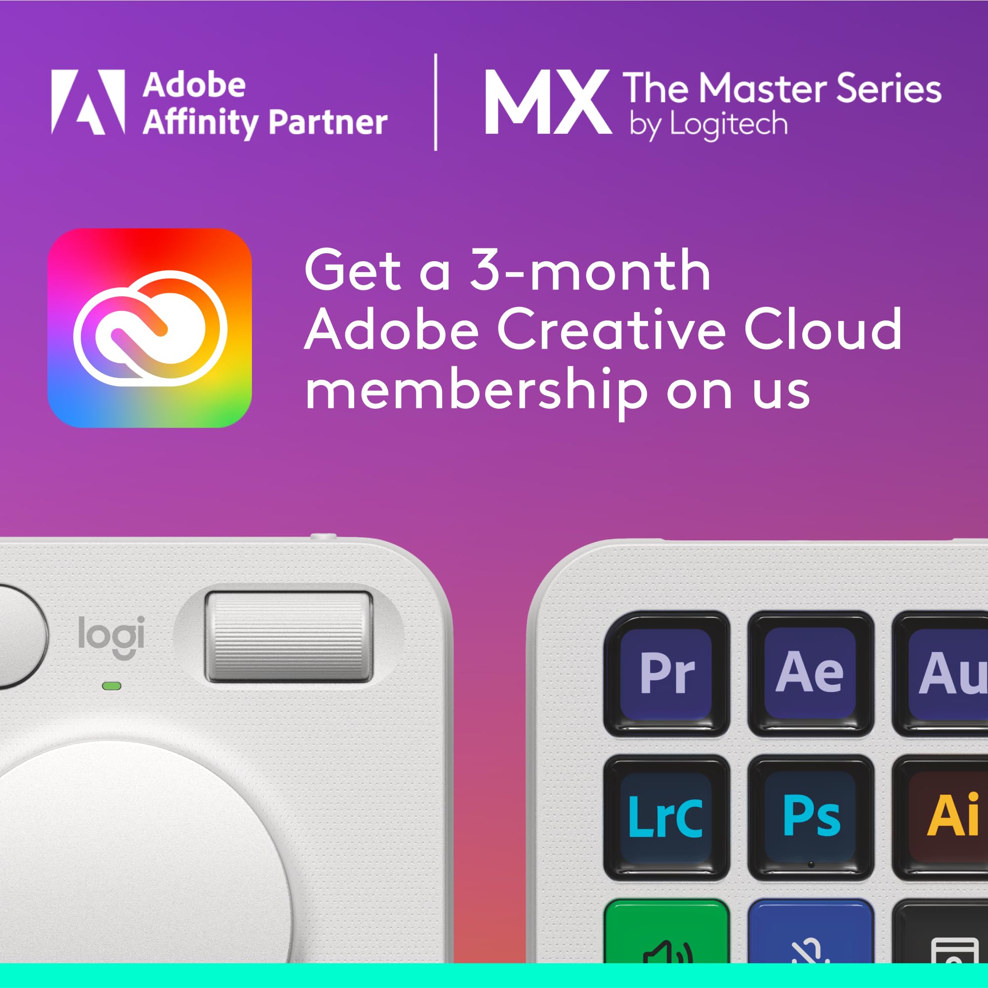 Foto 3 pulgar | Creative Console Logitech Mx Con 3 Meses De Adobe Creative Cloud - Venta Internacional.