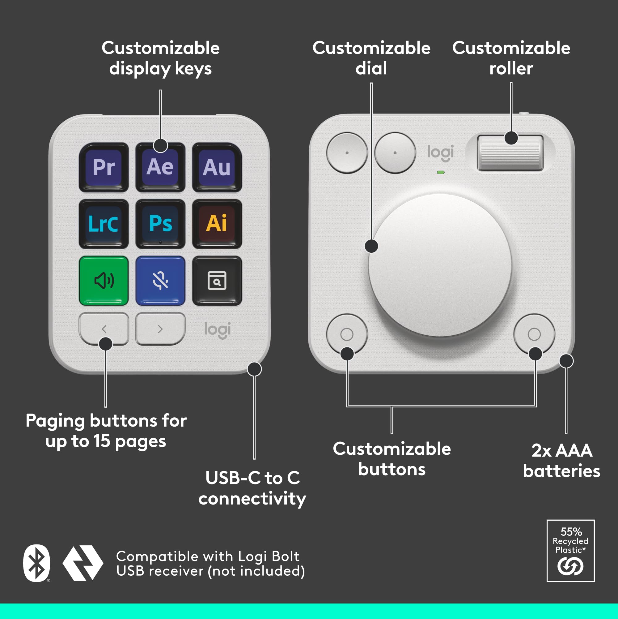 Foto 7 | Creative Console Logitech Mx Con 3 Meses De Adobe Creative Cloud - Venta Internacional.