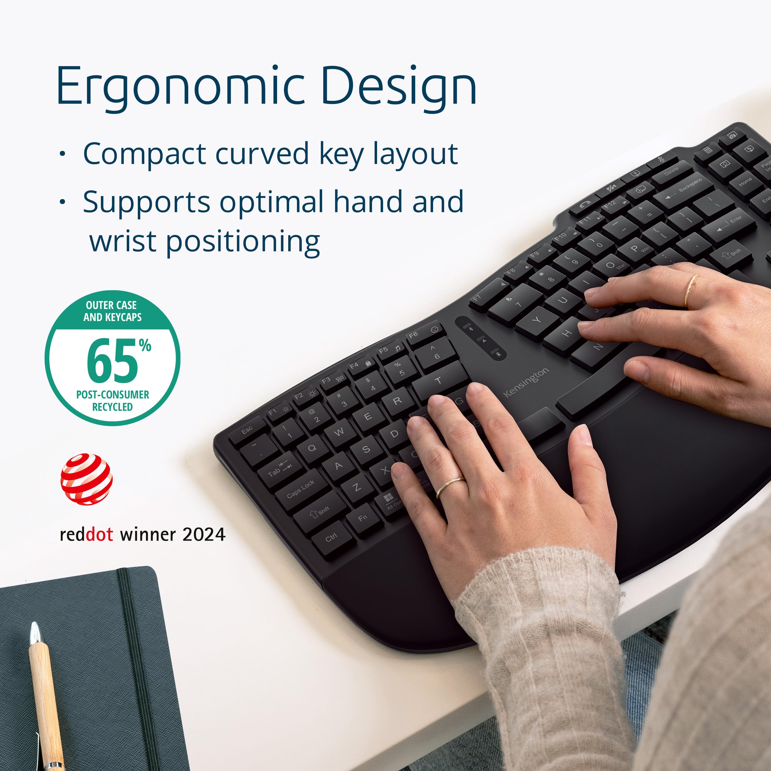 Foto 3 pulgar | Teclado Inalámbrico Kensington Pro Fit Ergo Recargable - Venta Internacional.