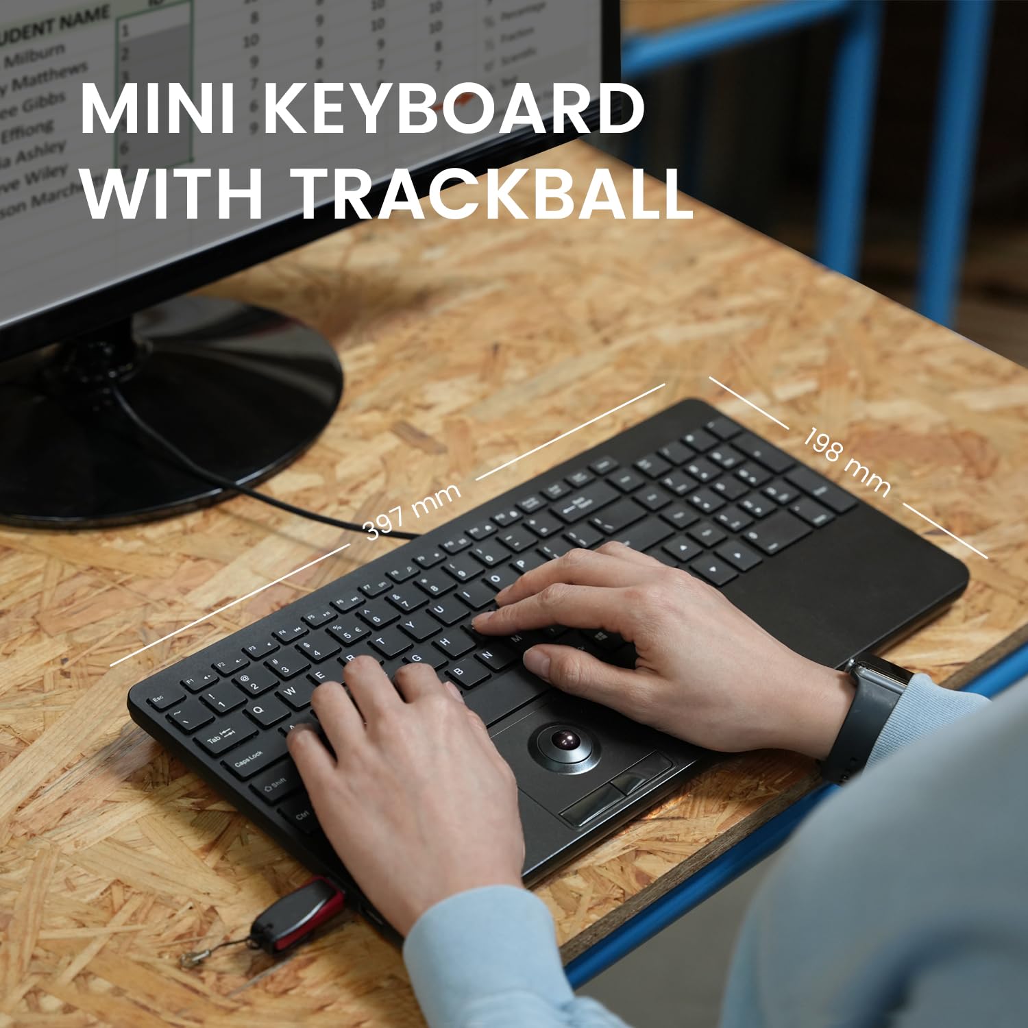 Foto 3 pulgar | Teclado Perixx Periboard-538 Us Wired Compact Con Trackball - Venta Internacional.