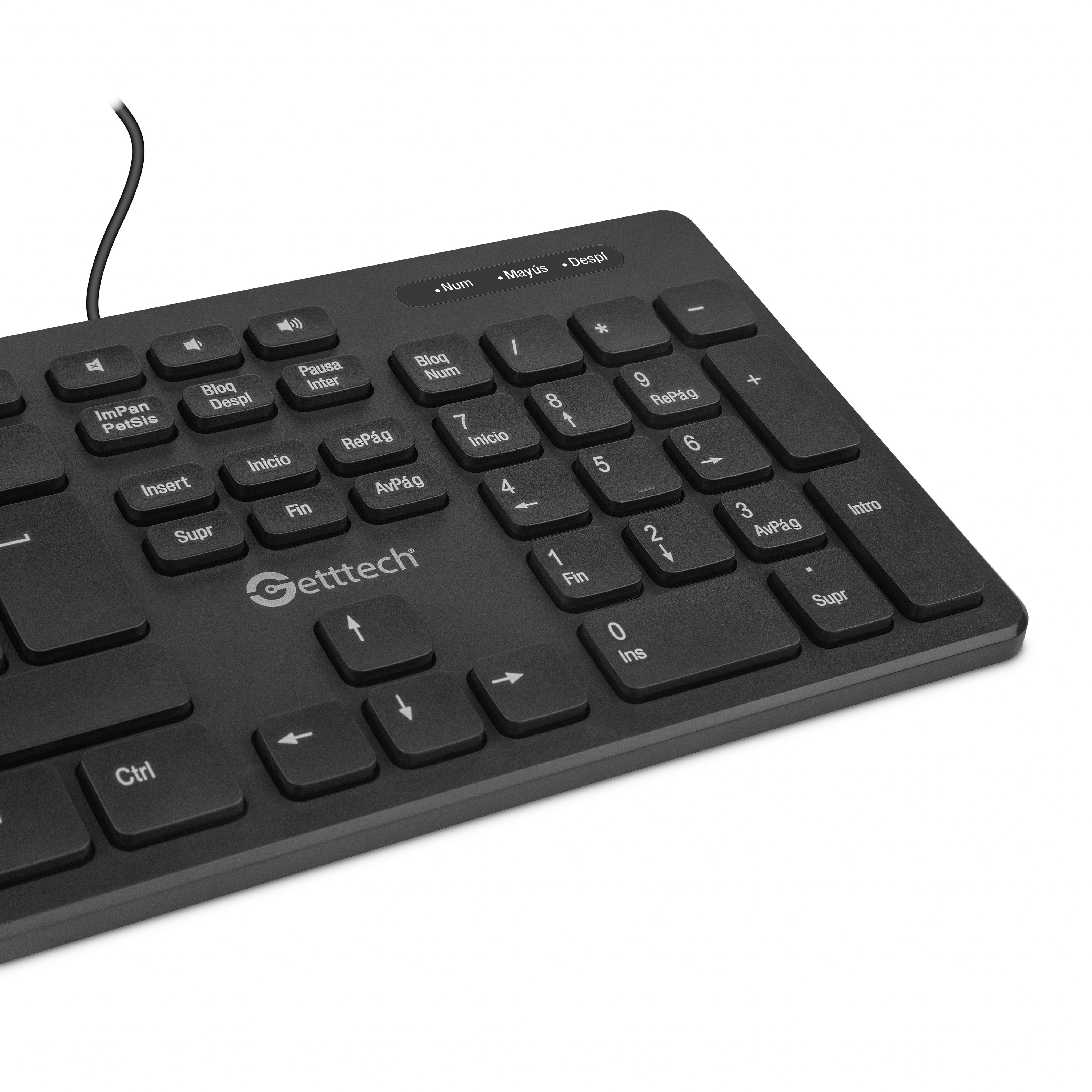 Foto 8 pulgar | Teclado Slim Getttech Ggk-esmwr-01 Alambrico Usb 109 Teclas Silenciosas Color Negro