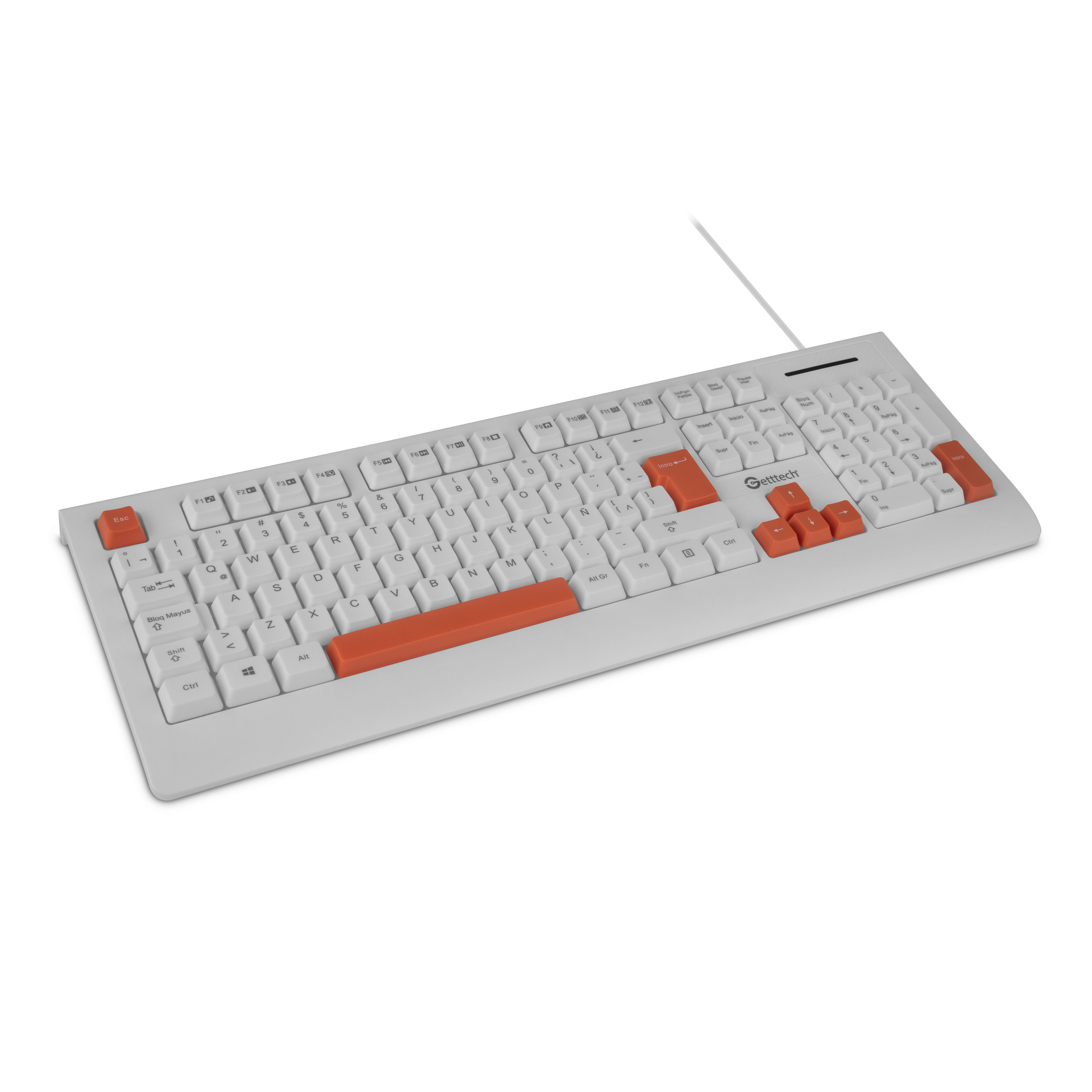 Teclado Getttech Ggk-esmwr-02-wh Slim Alambrico Usb Reposamanos Español 105 Teclas Con Teclado Numerico 8millon