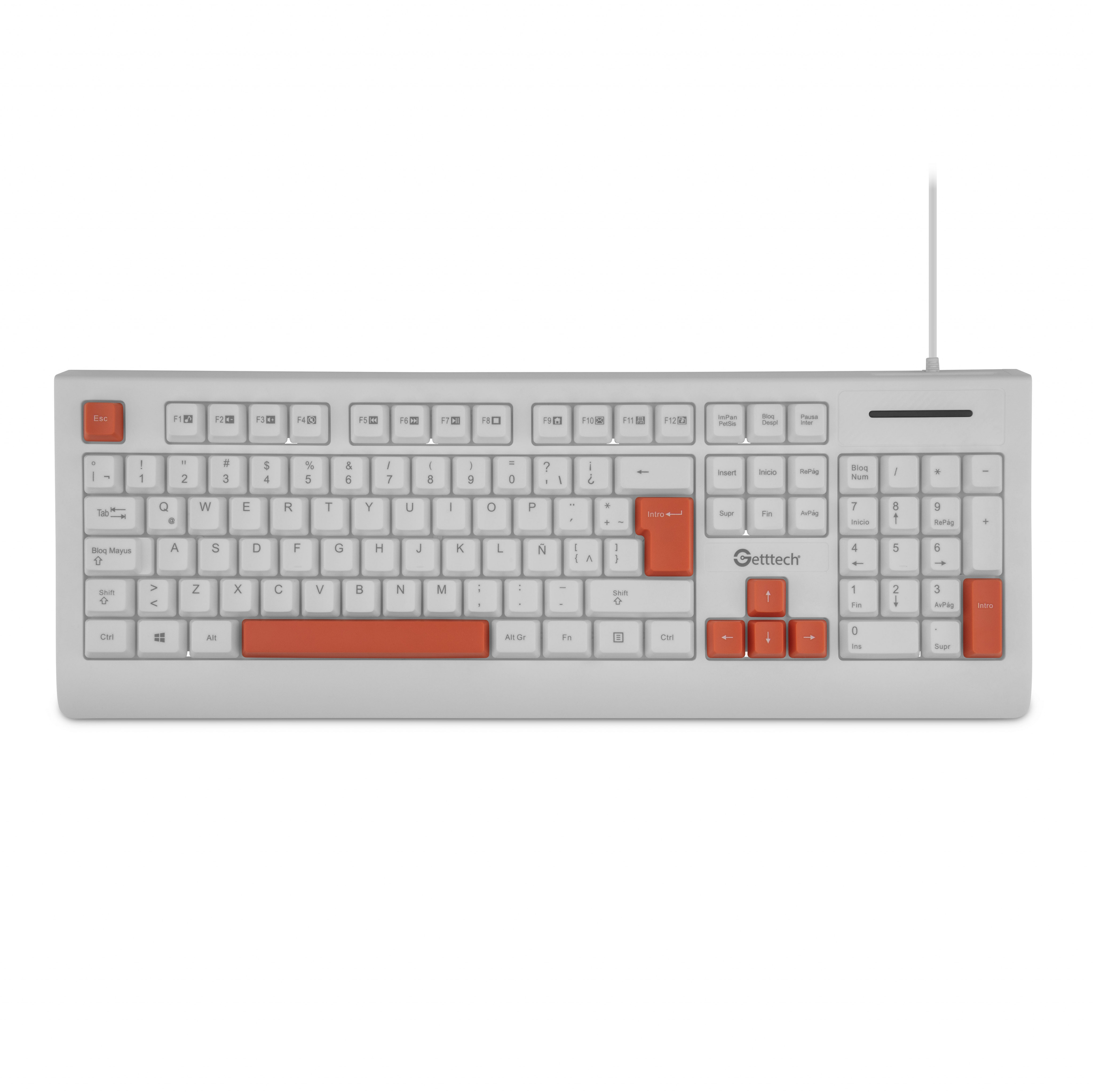 Foto 2 | Teclado Getttech Ggk-esmwr-02-wh Slim Alambrico Usb Reposamanos Español 105 Teclas Con Teclado Numerico 8millon