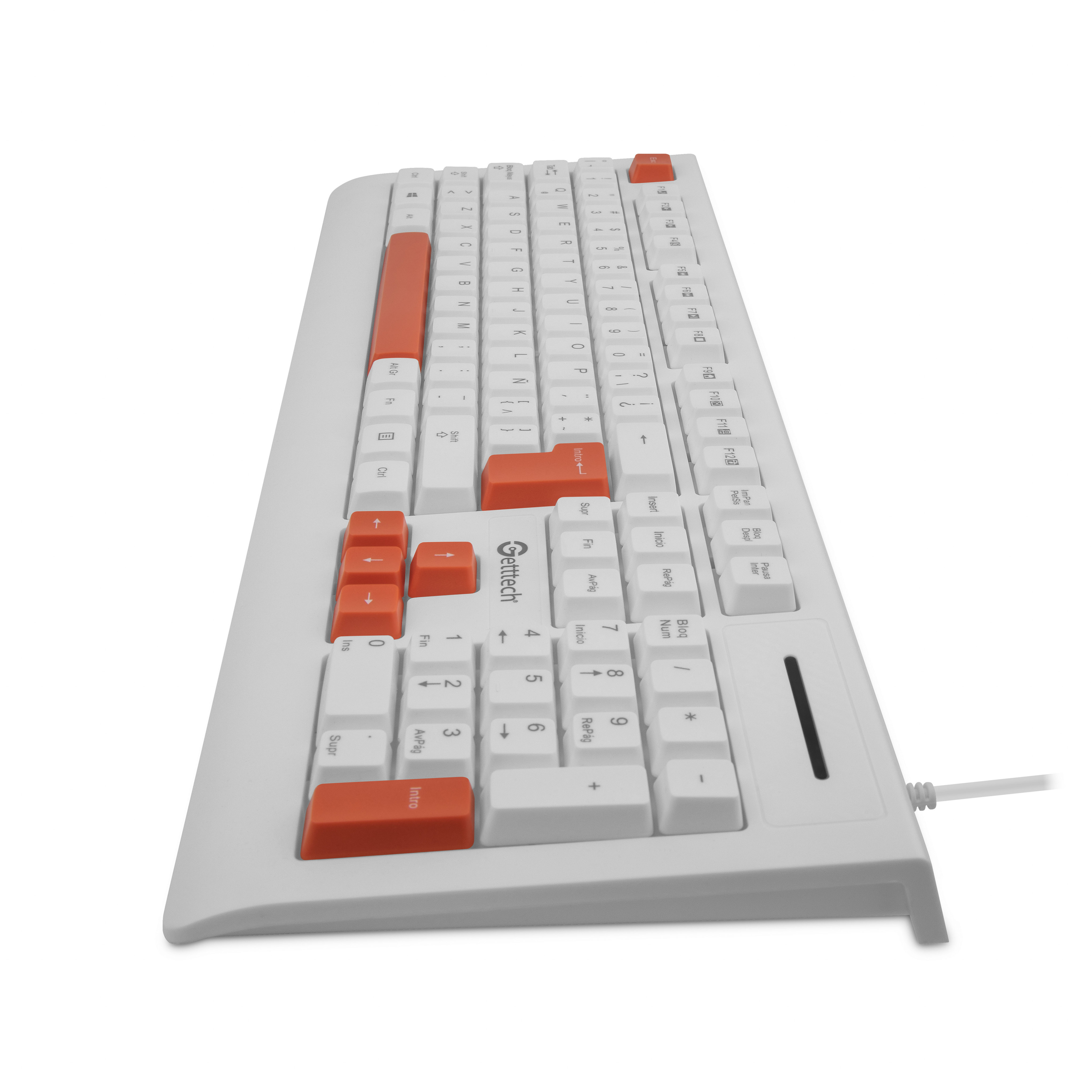 Foto 4 pulgar | Teclado Getttech Ggk-esmwr-02-wh Slim Alambrico Usb Reposamanos Español 105 Teclas Con Teclado Numerico 8millon