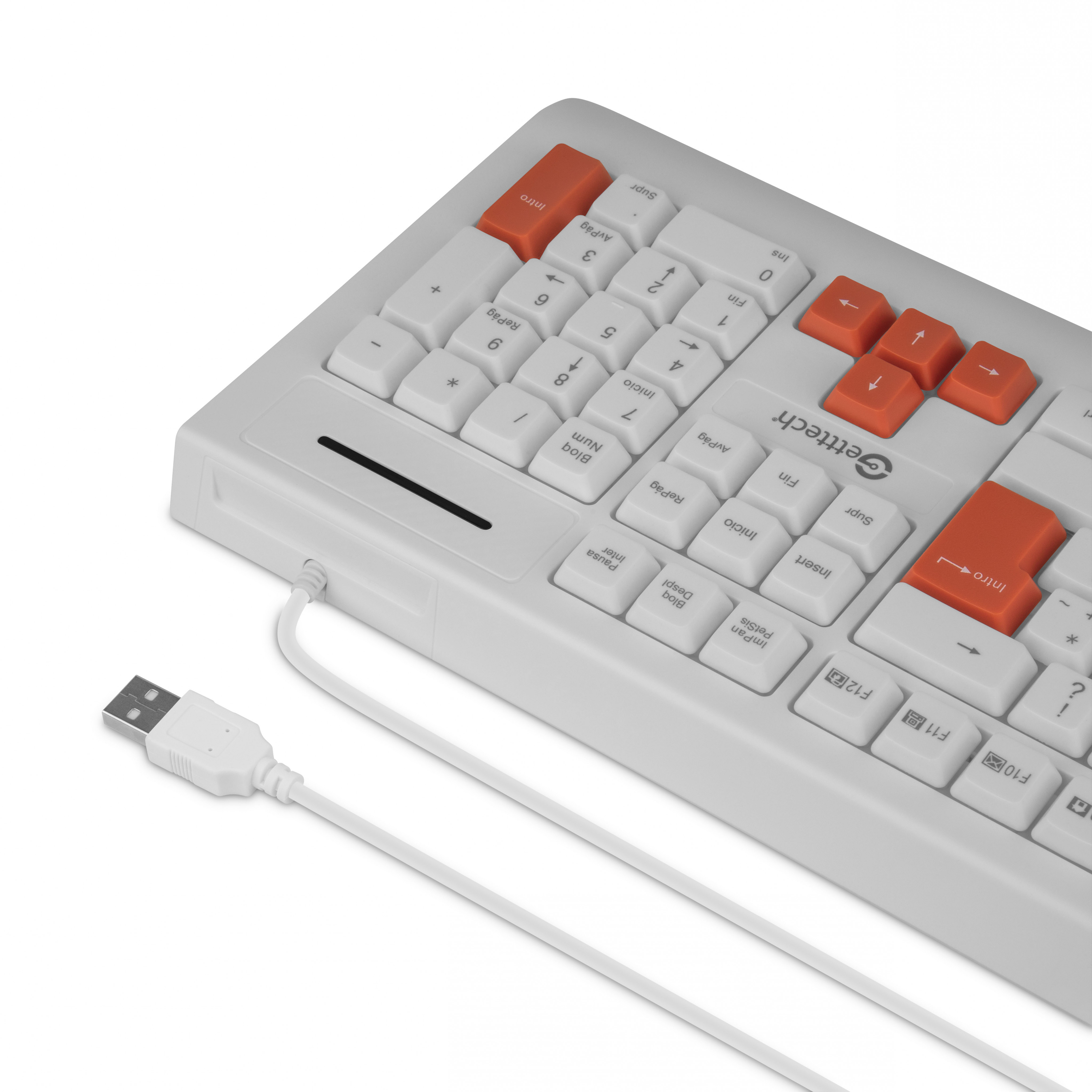 Foto 5 | Teclado Getttech Ggk-esmwr-02-wh Slim Alambrico Usb Reposamanos Español 105 Teclas Con Teclado Numerico 8millon