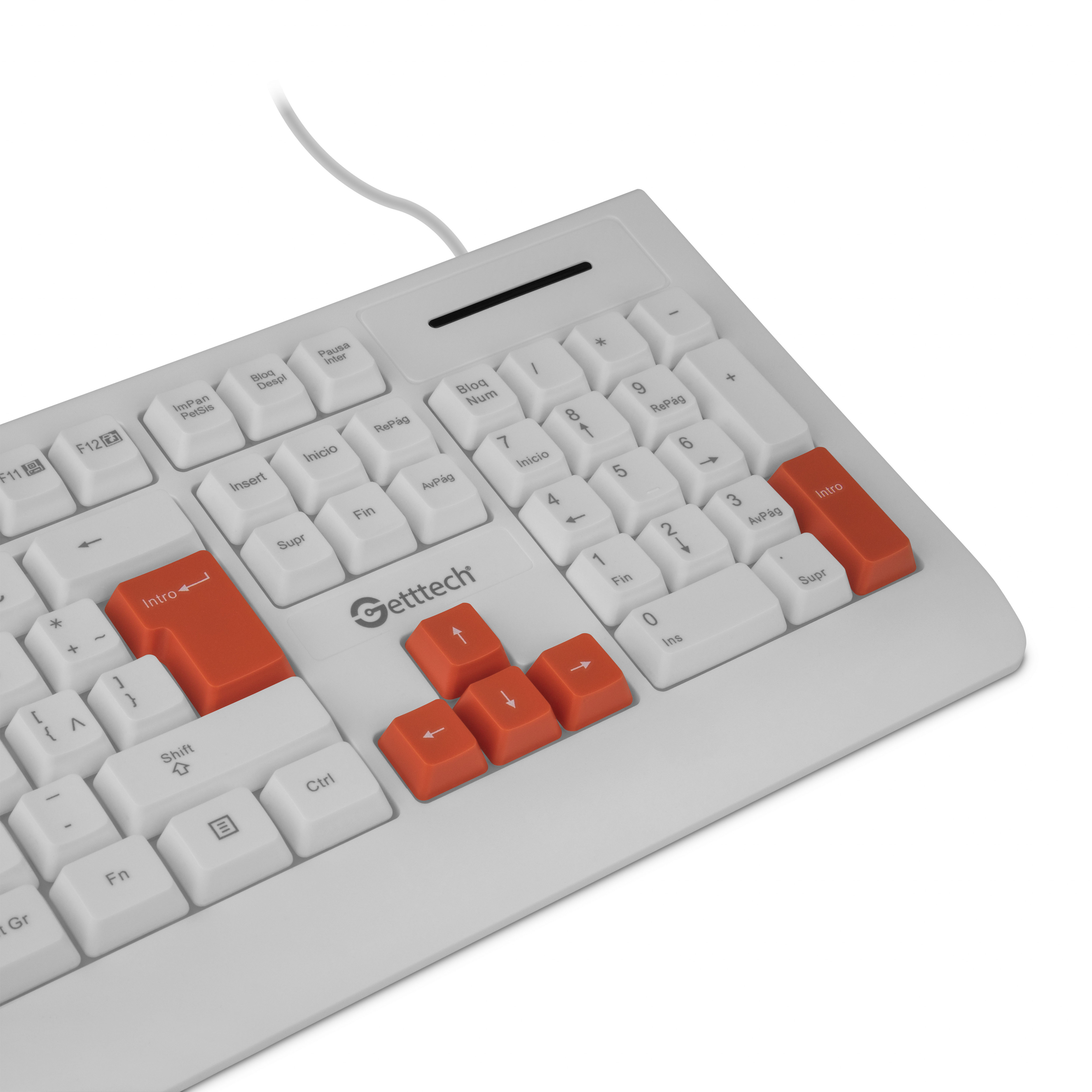 Foto 8 | Teclado Getttech Ggk-esmwr-02-wh Slim Alambrico Usb Reposamanos Español 105 Teclas Con Teclado Numerico 8millon