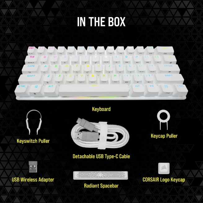Foto 6 | Teclado Mecanico Corsair K70 Pro Mini Blanco Wireless Interruptores Cherry Rgb