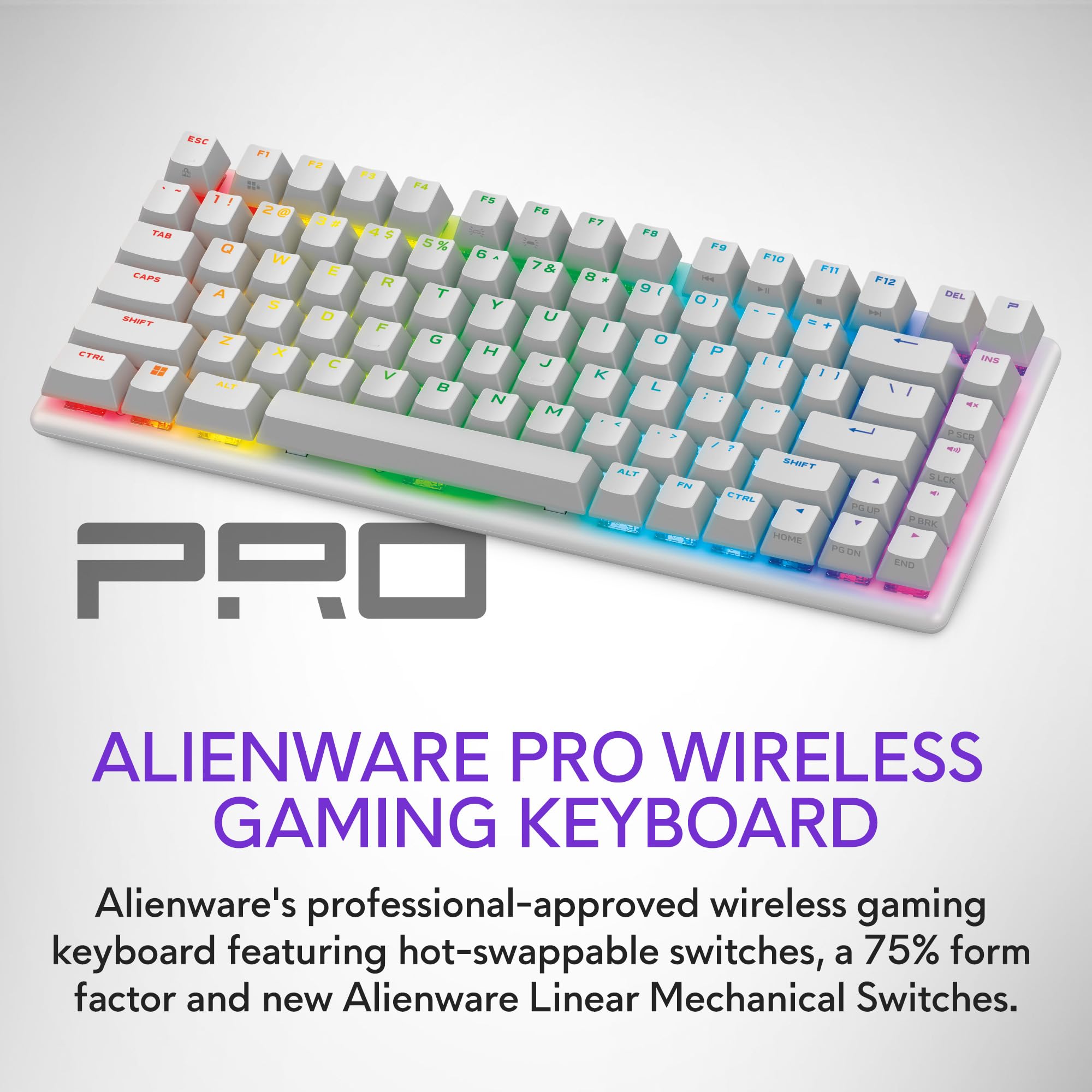 Foto 3 pulgar | Teclado Para Juegos Alienware Pro Wireless Bluetooth 5.1 Lunar Light - Venta Internacional.