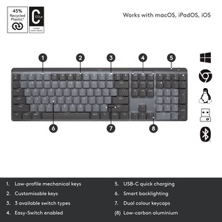 Foto 7 | Teclado Logitech Mx Mecánico Inalámbrico Iluminado - Venta Internacional