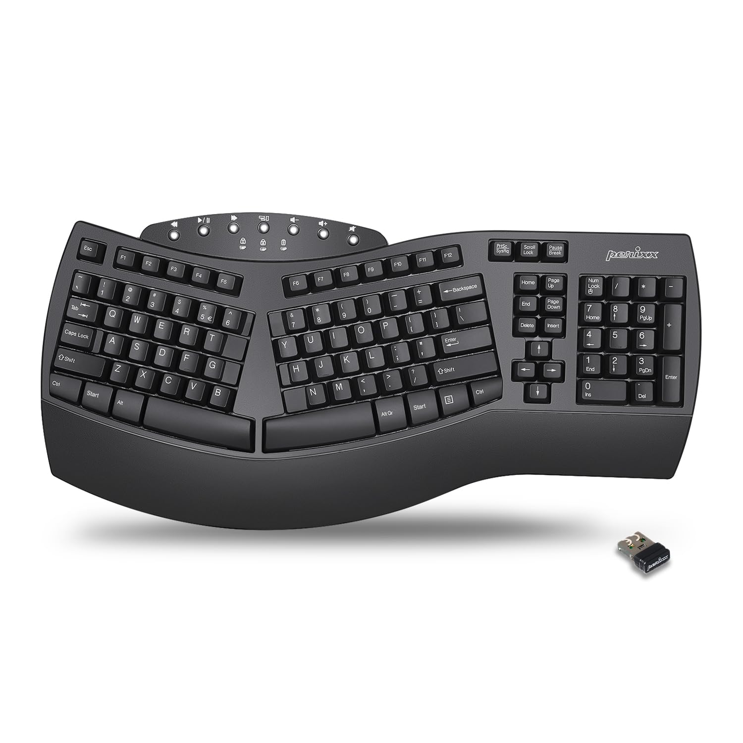 Teclado Dividido Ergonómico Inalámbrico Perixx Periboard-612b - Venta Internacional.