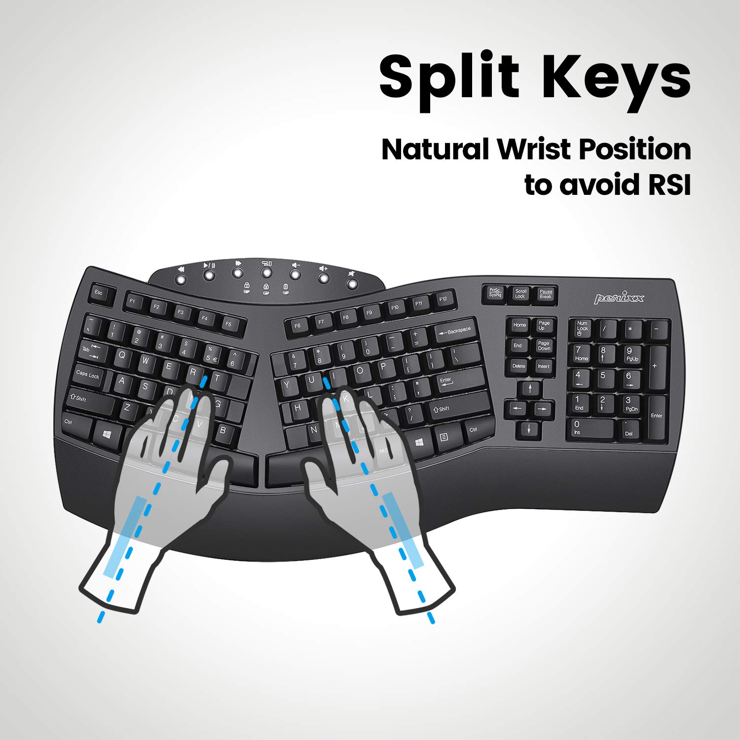 Foto 4 pulgar | Teclado Dividido Ergonómico Inalámbrico Perixx Periboard-612b - Venta Internacional.