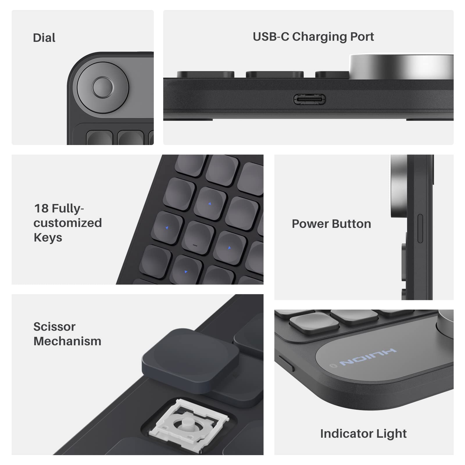 Foto 2 | Teclado Programable Bluetooth Huion Keydial Mini Con Dial De 18 Teclas - Venta Internacional.