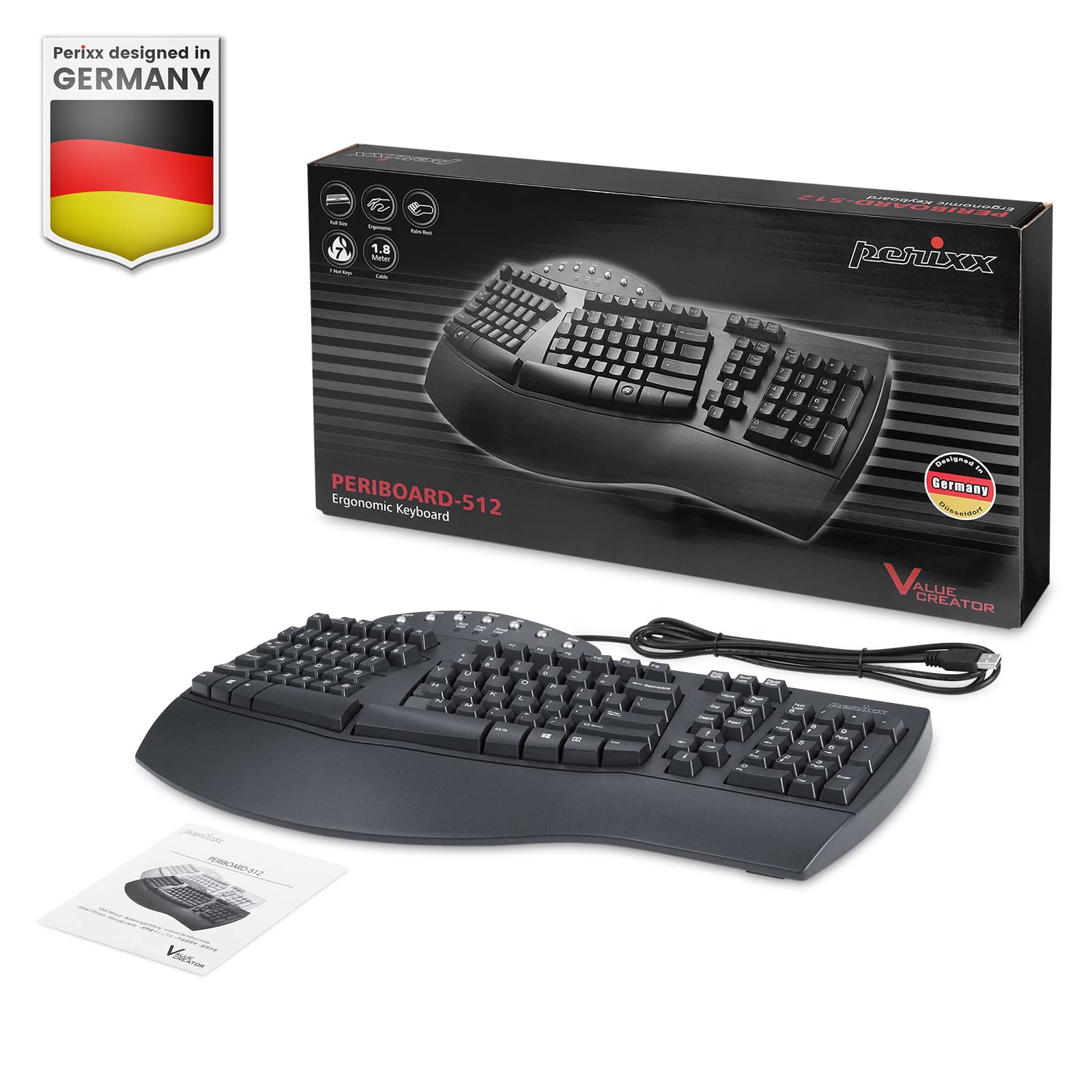 Foto 6 | Teclado Perixx Periboard-512 Ergonómico Dividido Negro - Venta Internacional.