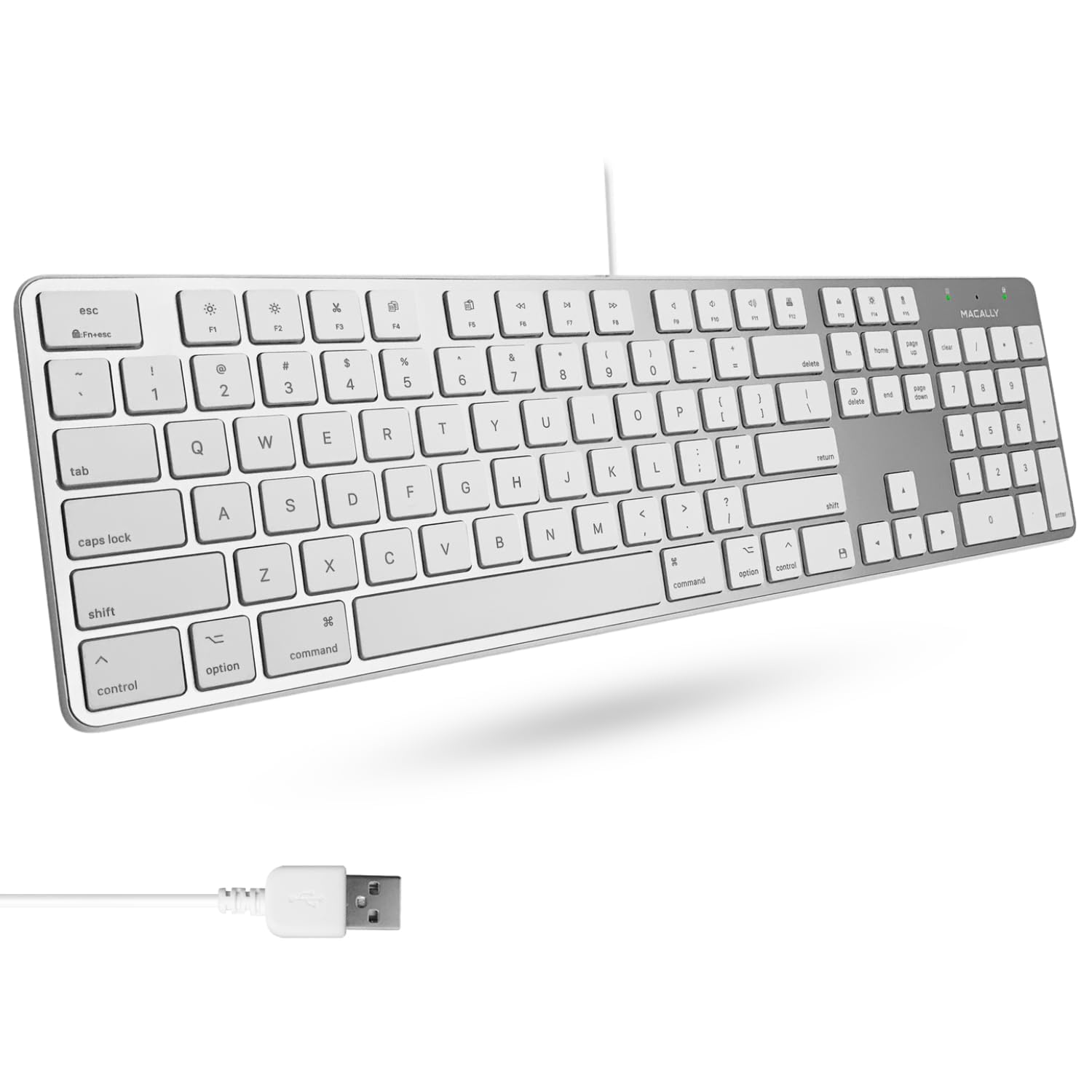 Teclado Macally Ultradelgado Usb Con Cable Y Teclado Numérico Plateado - Venta Internacional.