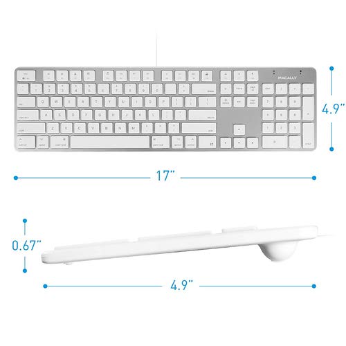 Foto 4 pulgar | Teclado Macally Ultradelgado Usb Con Cable Y Teclado Numérico Plateado - Venta Internacional.