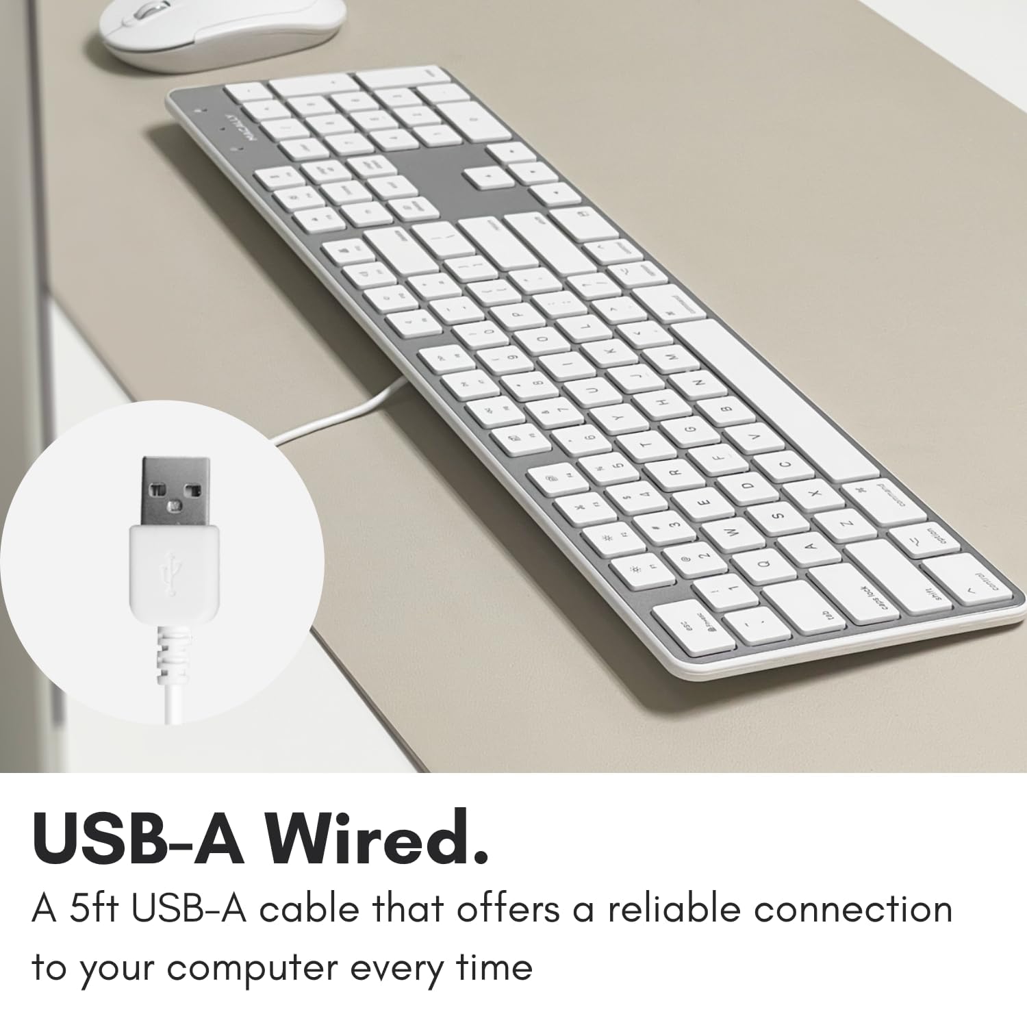 Foto 8 pulgar | Teclado Macally Ultradelgado Usb Con Cable Y Teclado Numérico Plateado - Venta Internacional.