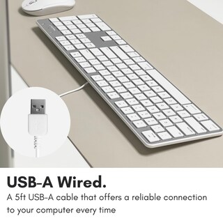 Foto 7 | Teclado Macally Ultradelgado Usb Con Cable Y Teclado Numérico Plateado - Venta Internacional.