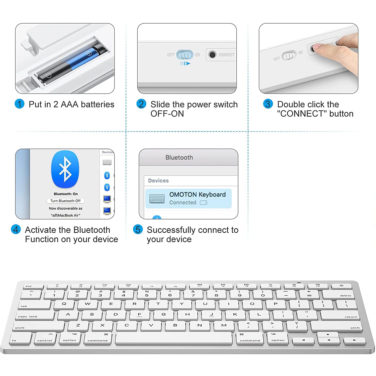 Foto 4 pulgar | Teclado Bluetooth Omoton Para Mac, Inalámbrico Plateado - Venta Internacional.