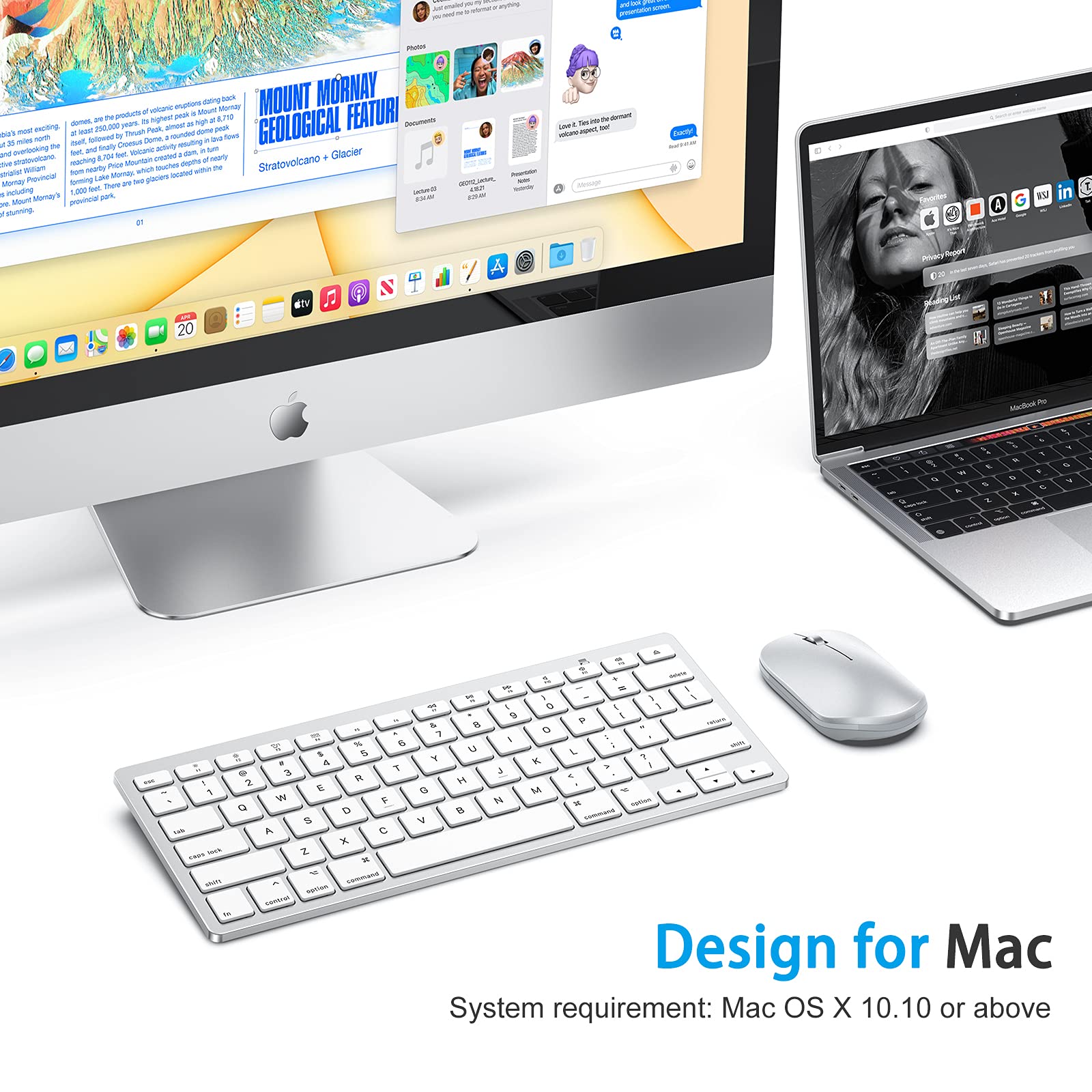 Foto 5 pulgar | Teclado Bluetooth Omoton Para Mac, Inalámbrico Plateado - Venta Internacional.